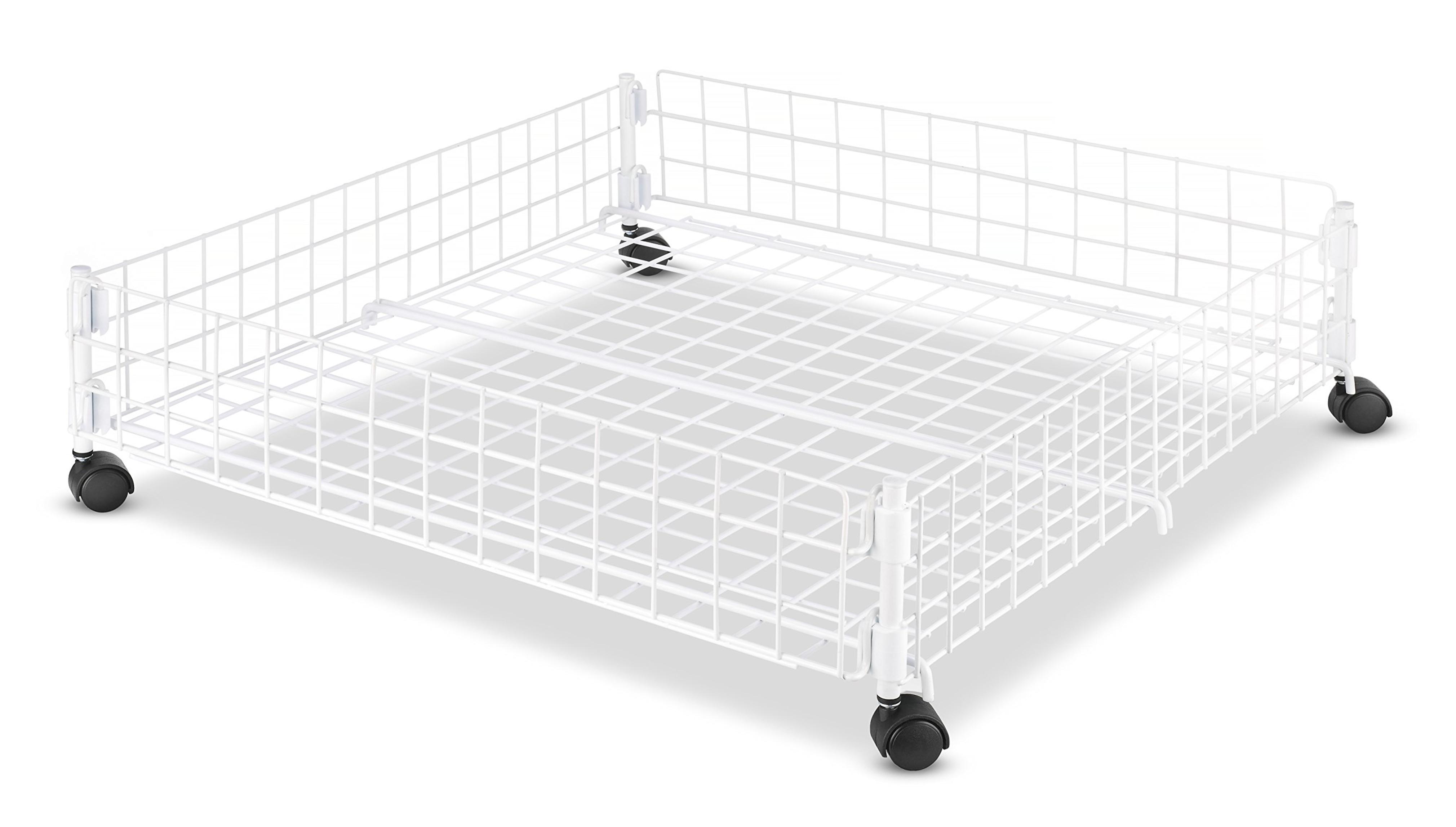 Whitmor Rolling White Wire Underbed Cart