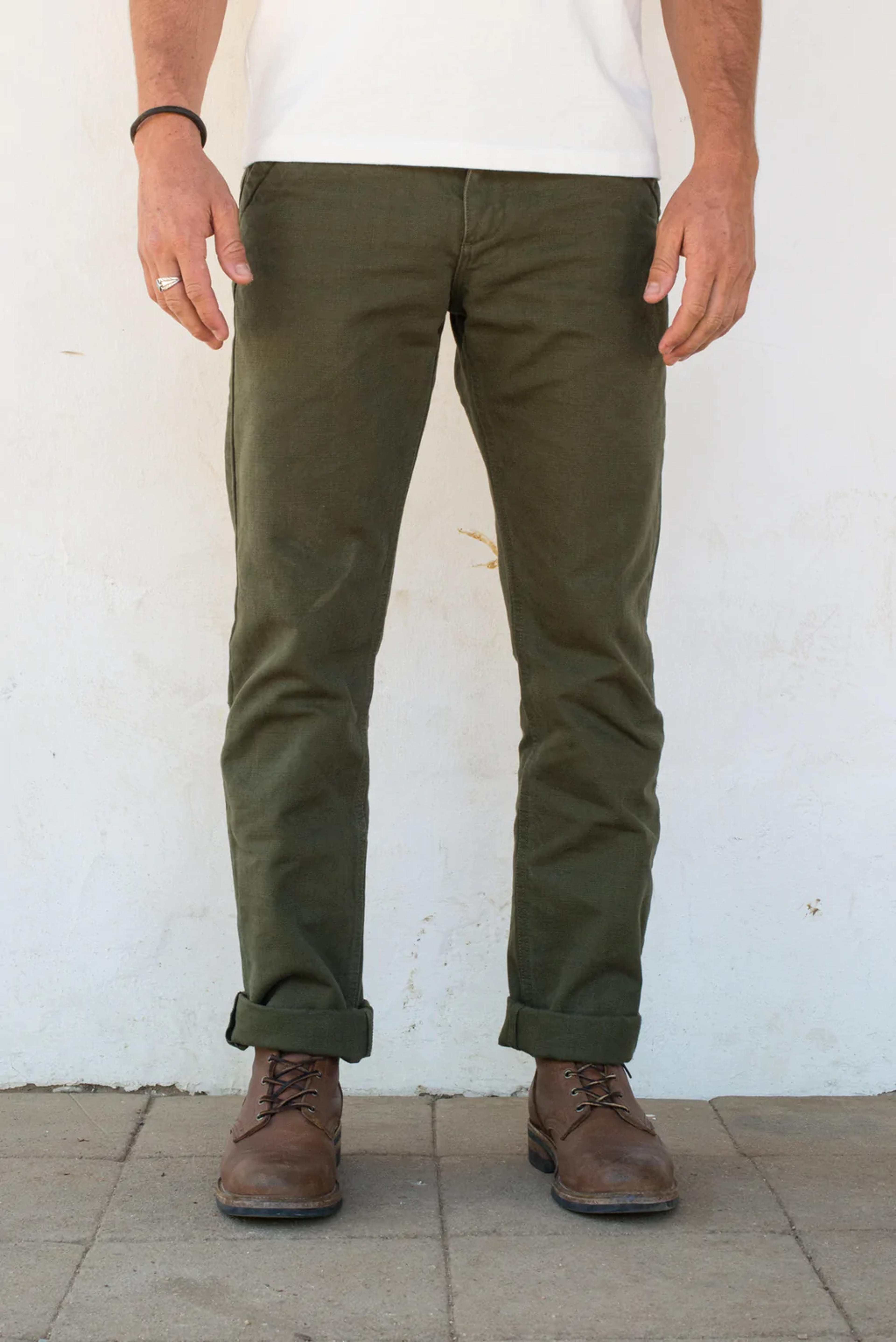 Workers Chino Slim Fit | 14 Ounce Slub Army Green – Freenote Cloth