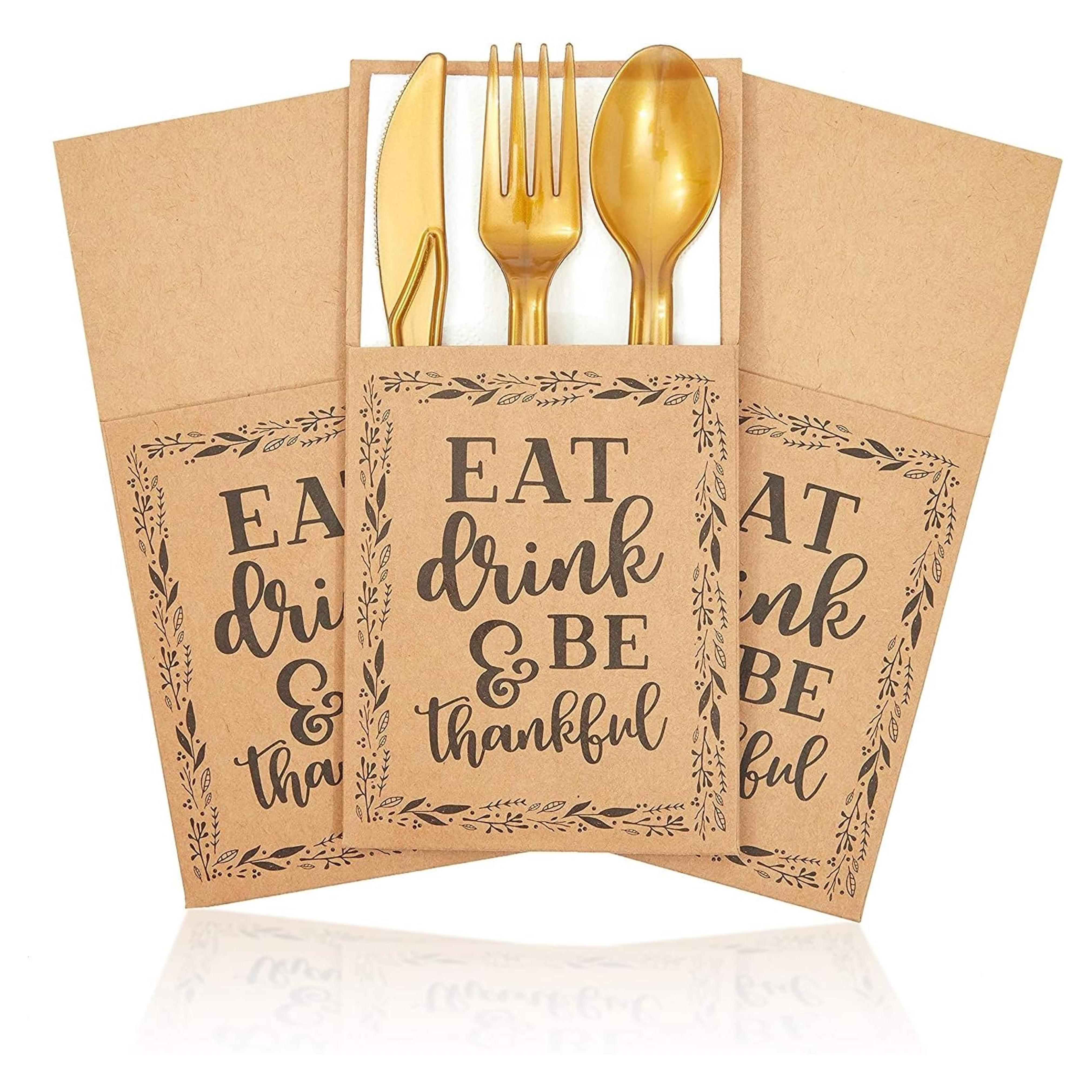 Amazon.com - Sparkle and Bash 36 Pack Thanksgiving Dinner Utensil Holder Paper Cutlery Pockets for Party Supplies, Table Decorations