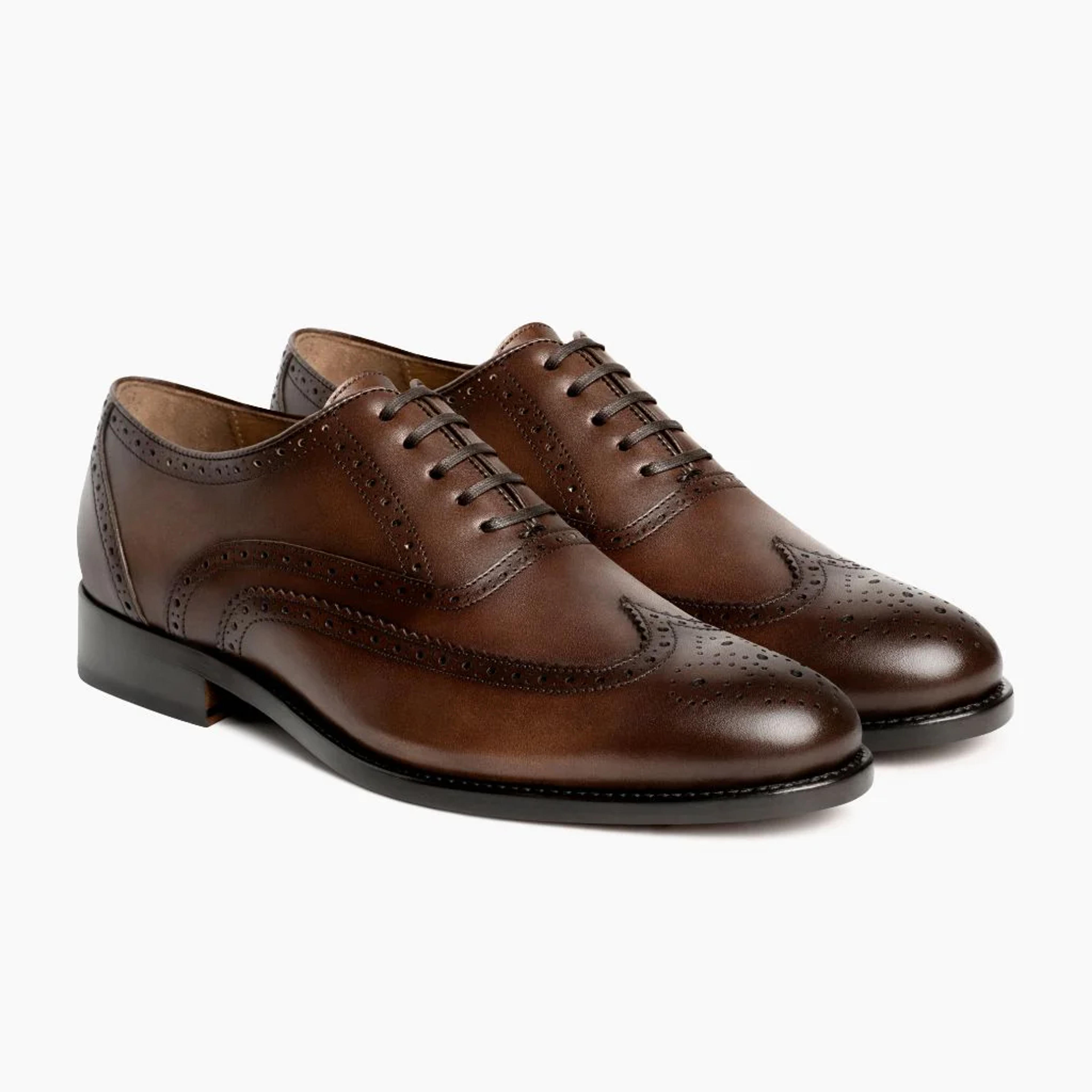 Men's Aviator Wingtip Dress Shoe In Brown Cinnamon Leather - Thursday