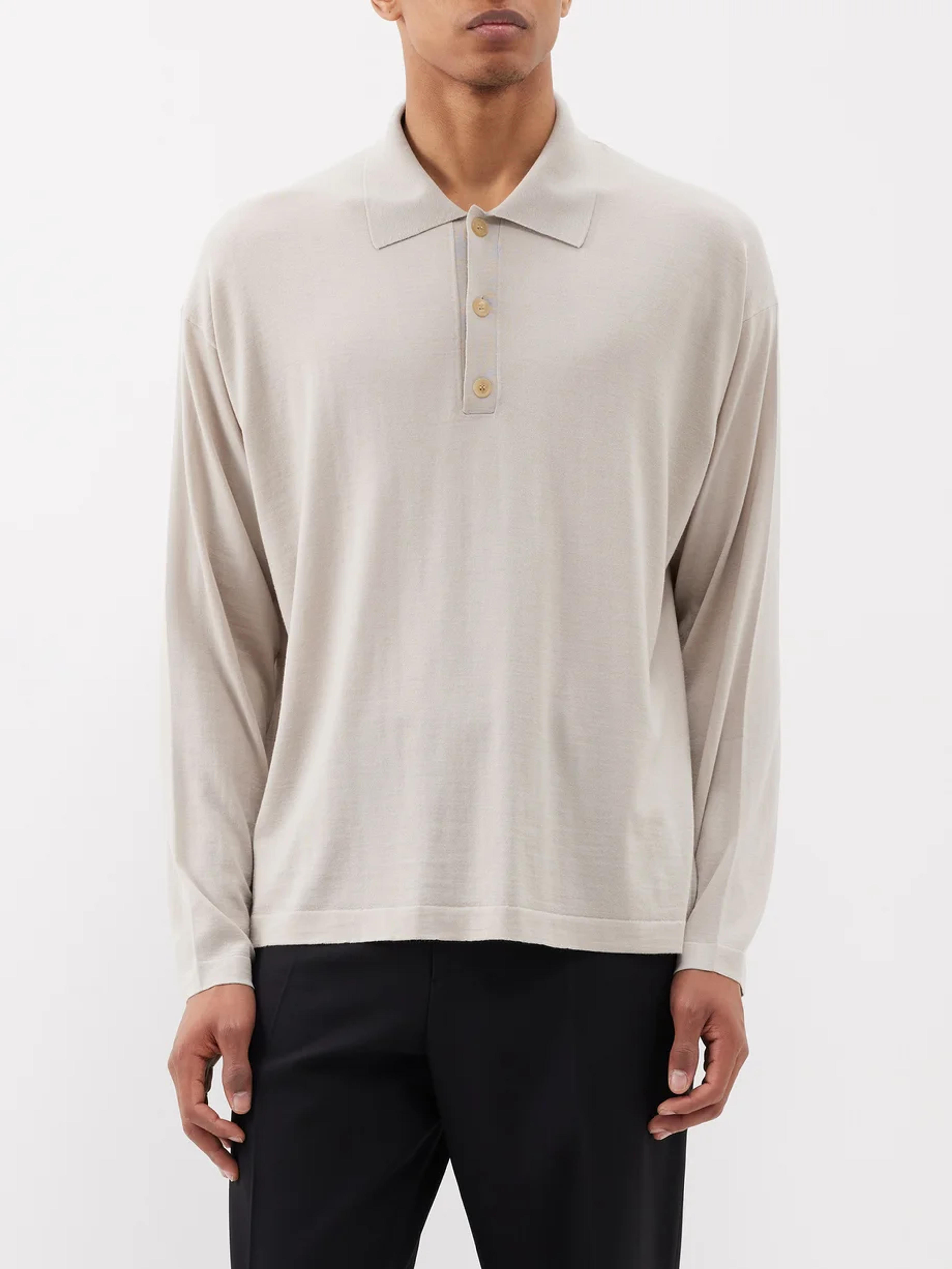 Brown Djon wool long-sleeved polo sweater | The Row | MATCHES UK