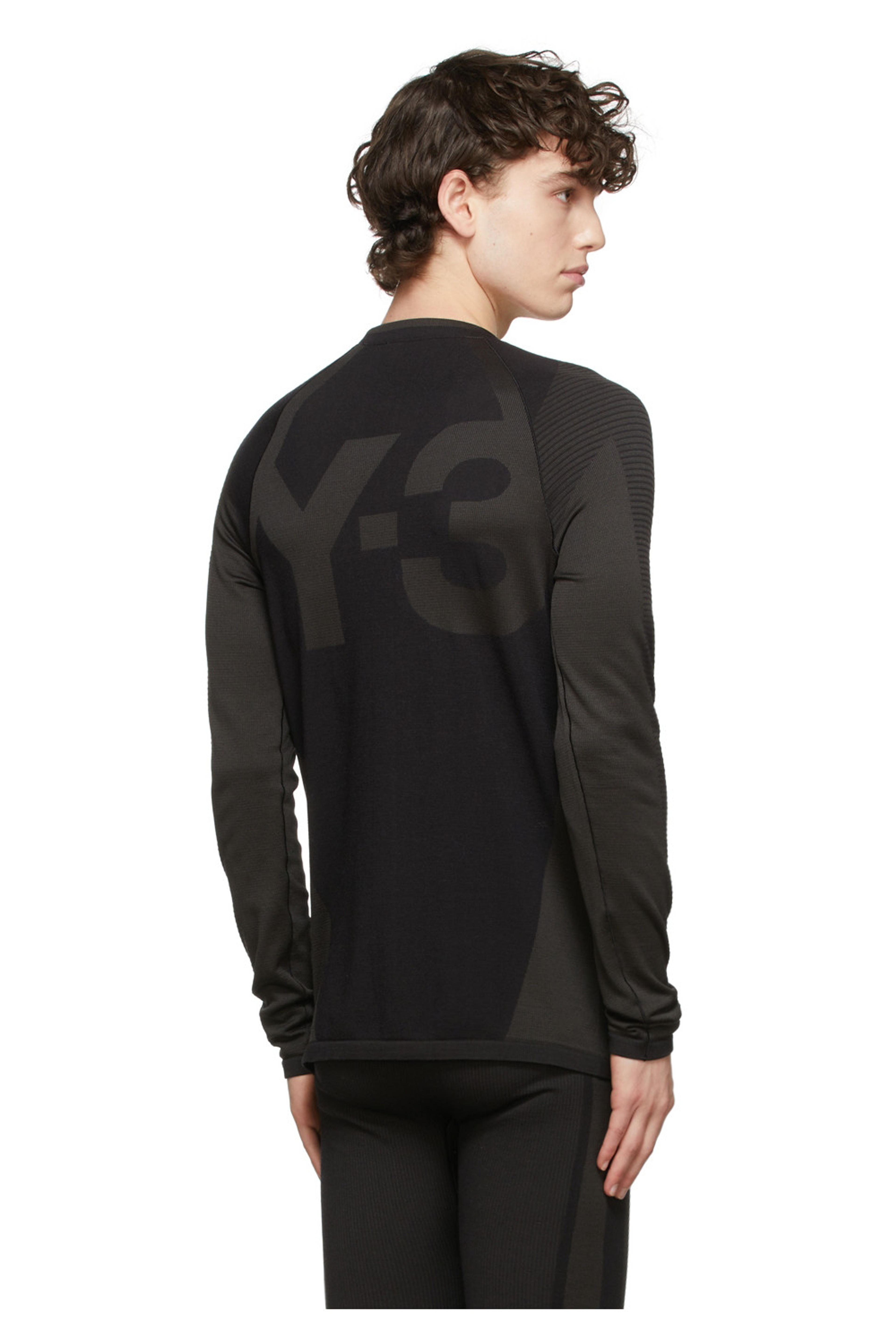 Black Knit Base Layer Long Sleeve T-Shirt by Y-3 on Sale