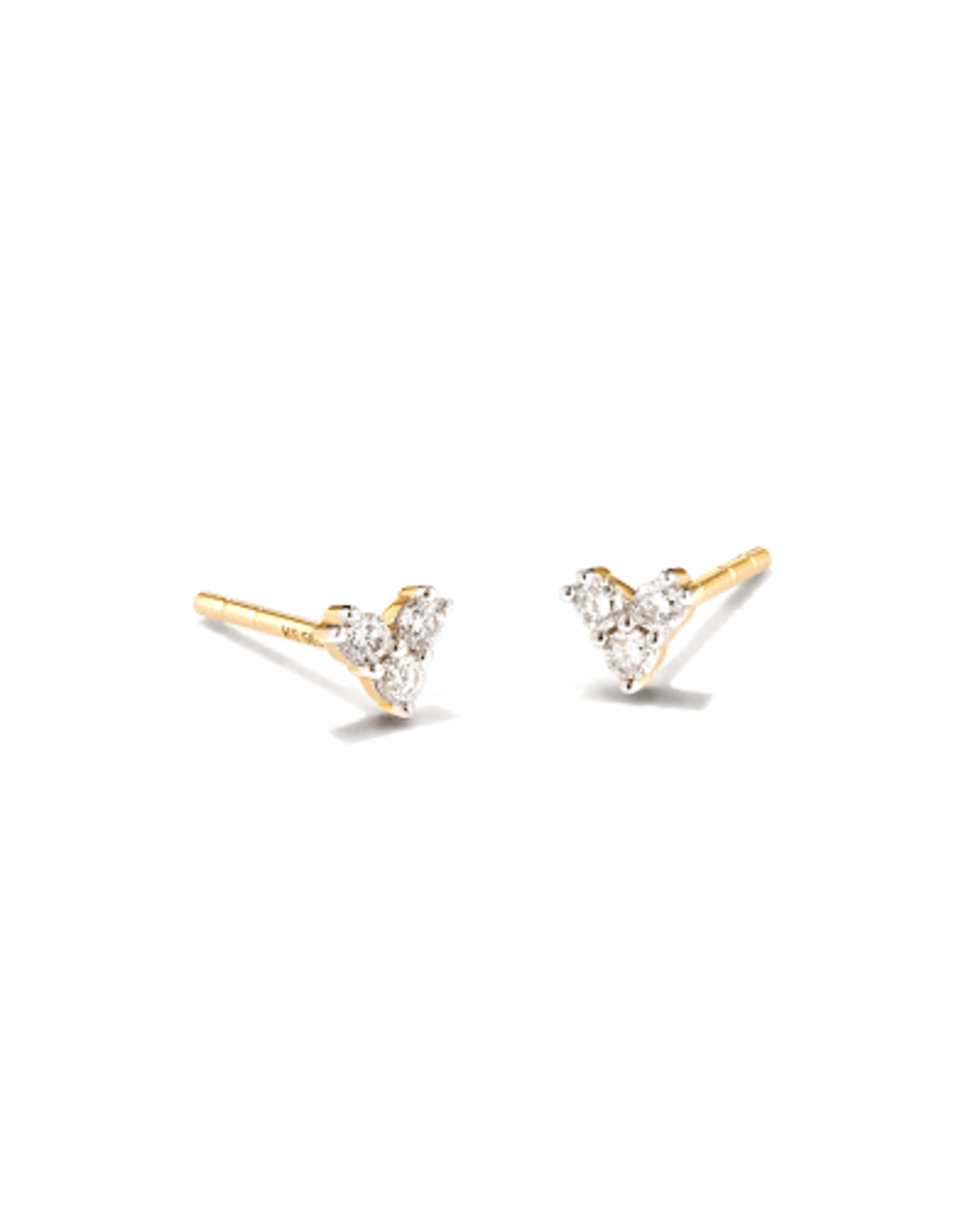 Three Stone Heart 14k Yellow Gold Stud Earrings in White Diamond | Kendra Scott