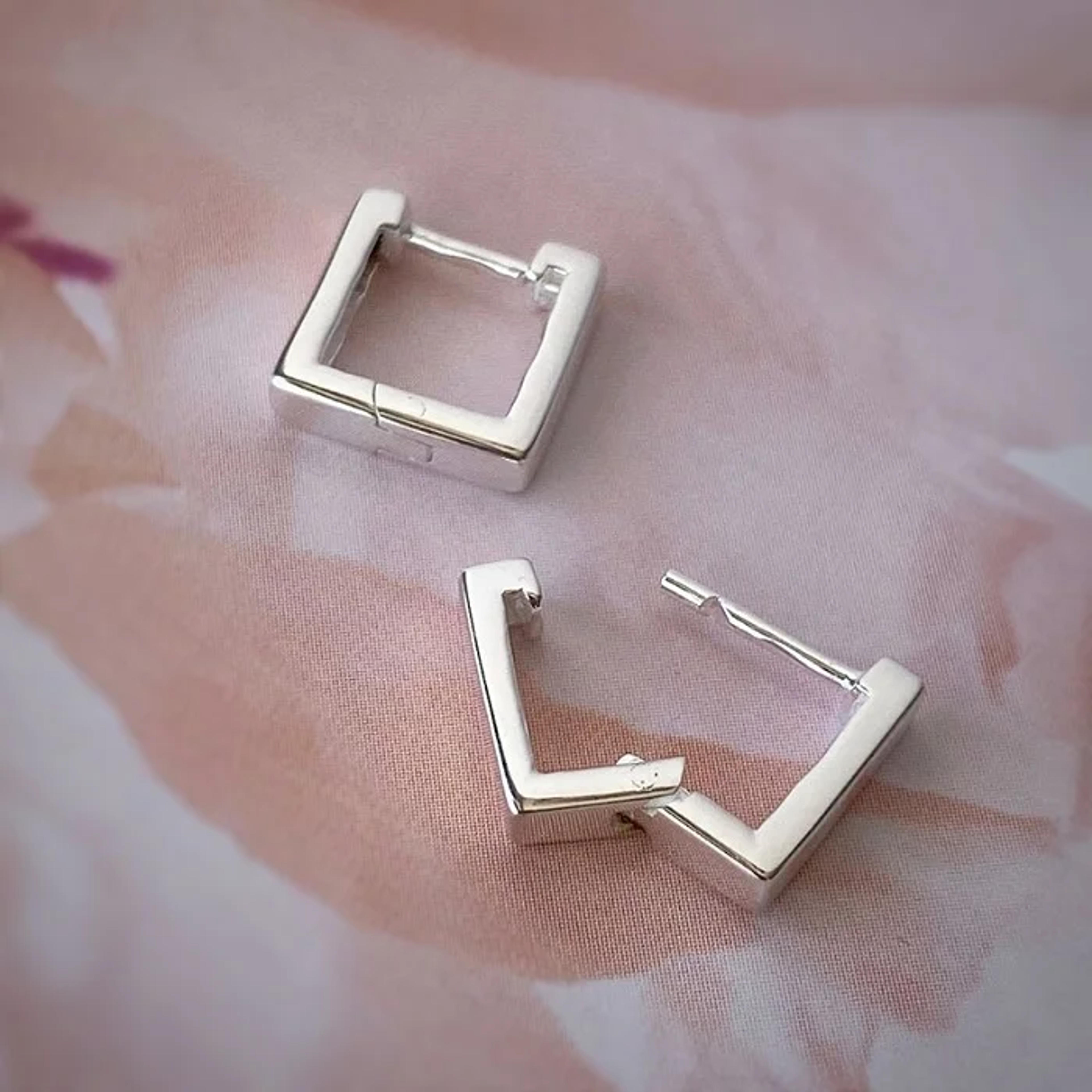 Silver Square Earrings