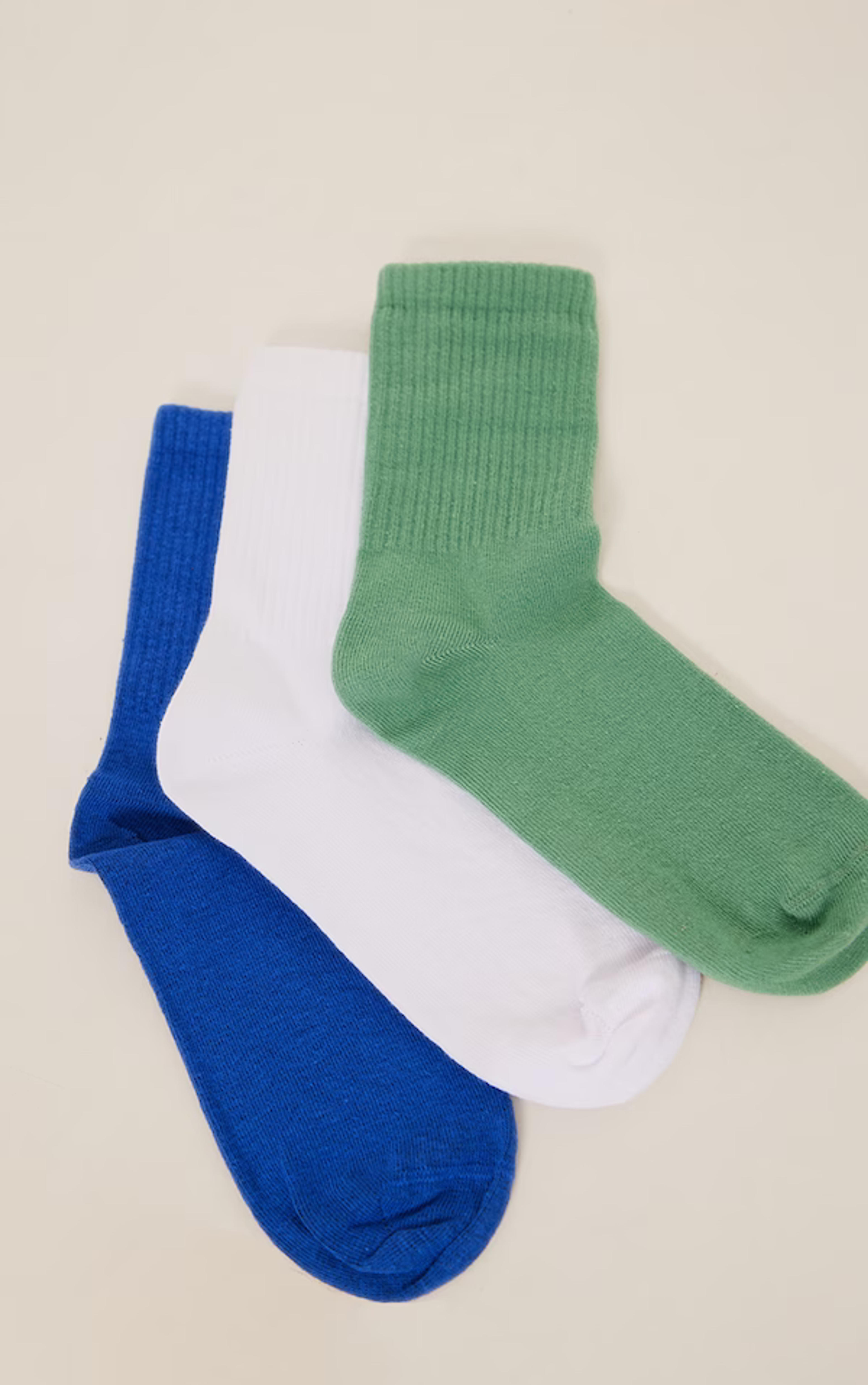 Blue & Green 3 Pack Ankle Socks | Accessories | PrettyLittleThing USA