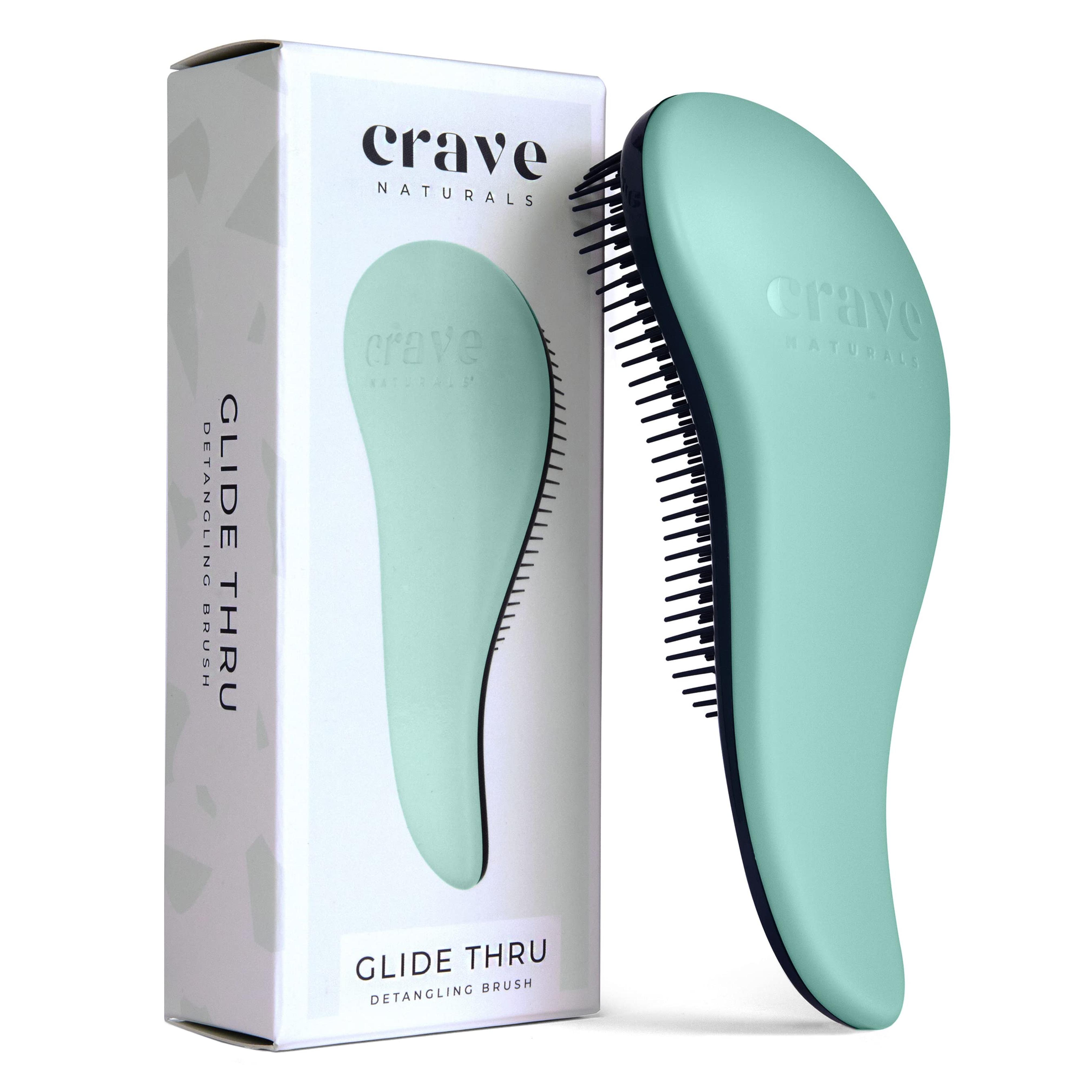 Crave Naturals Glide Thru Detangling Brush for Adults & Kids Hair - Detangler Brush for Natural, Curly, Straight, Wet or Dry Hair - Hairbrush for Men & Women, Little Girl Hair Accessories, Turquoise 1 Pack Turquoise