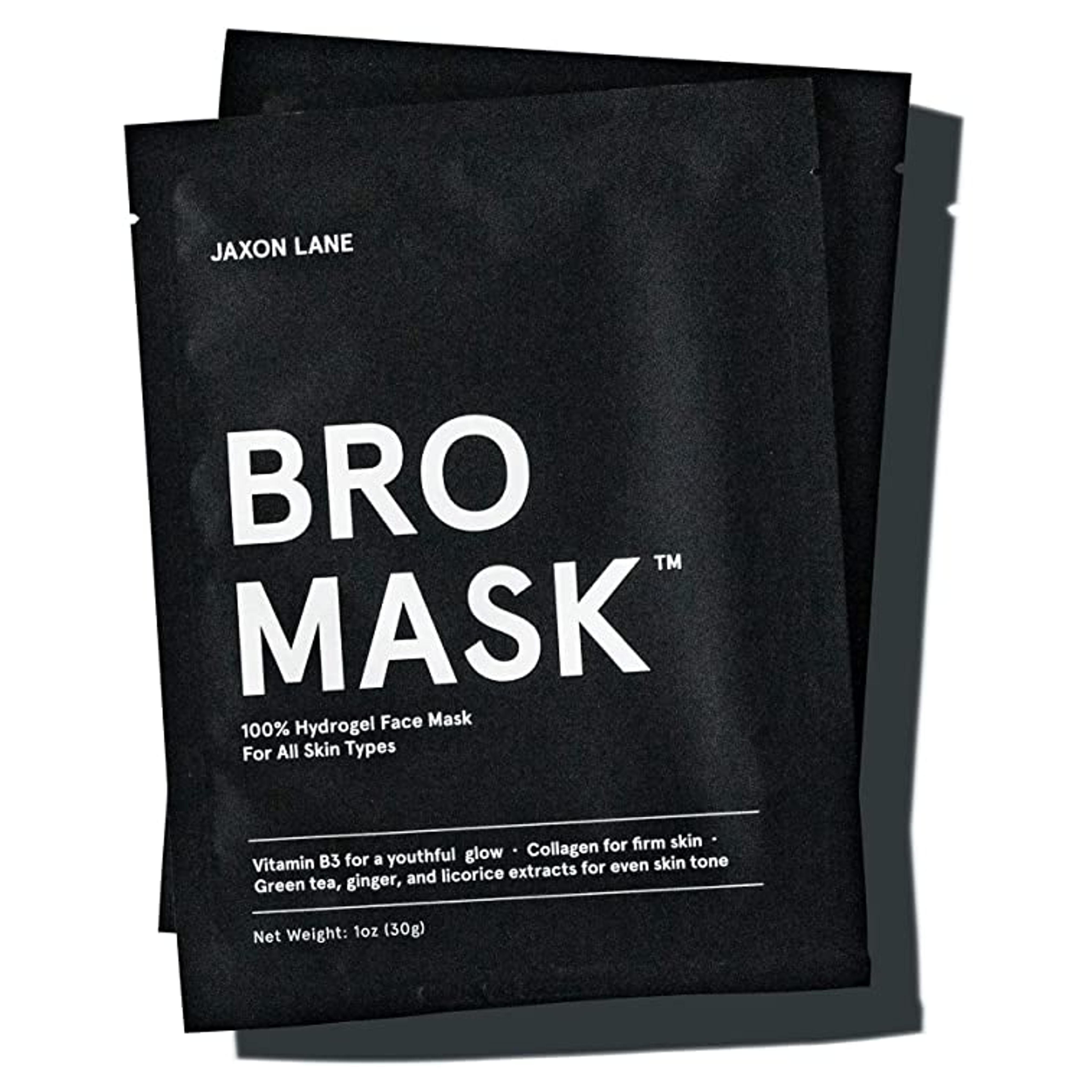 BRO MASK: Korean Face Mask for Men | 2 Pc. Hydrating Anti Aging Sheet Masks Contains Vitamin C, Vitamin E, Hyaluronic Acid, Hydrolyzed Collagen for Face Care & Acne Treatment by Jaxon Lane (4 Pack)