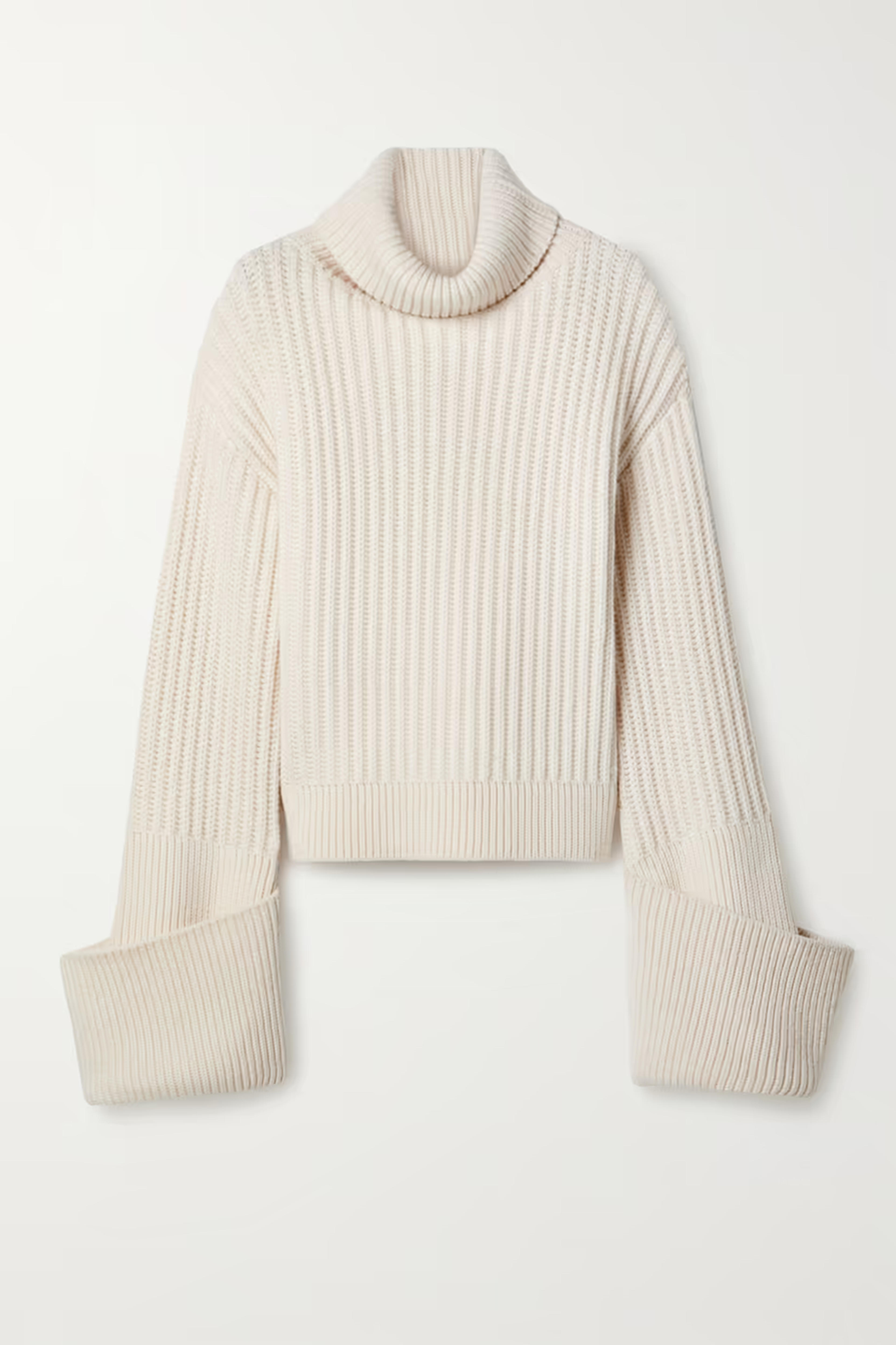 Cream Aneke oversized ribbed wool turtleneck sweater | THE ROW | NET-A-PORTER