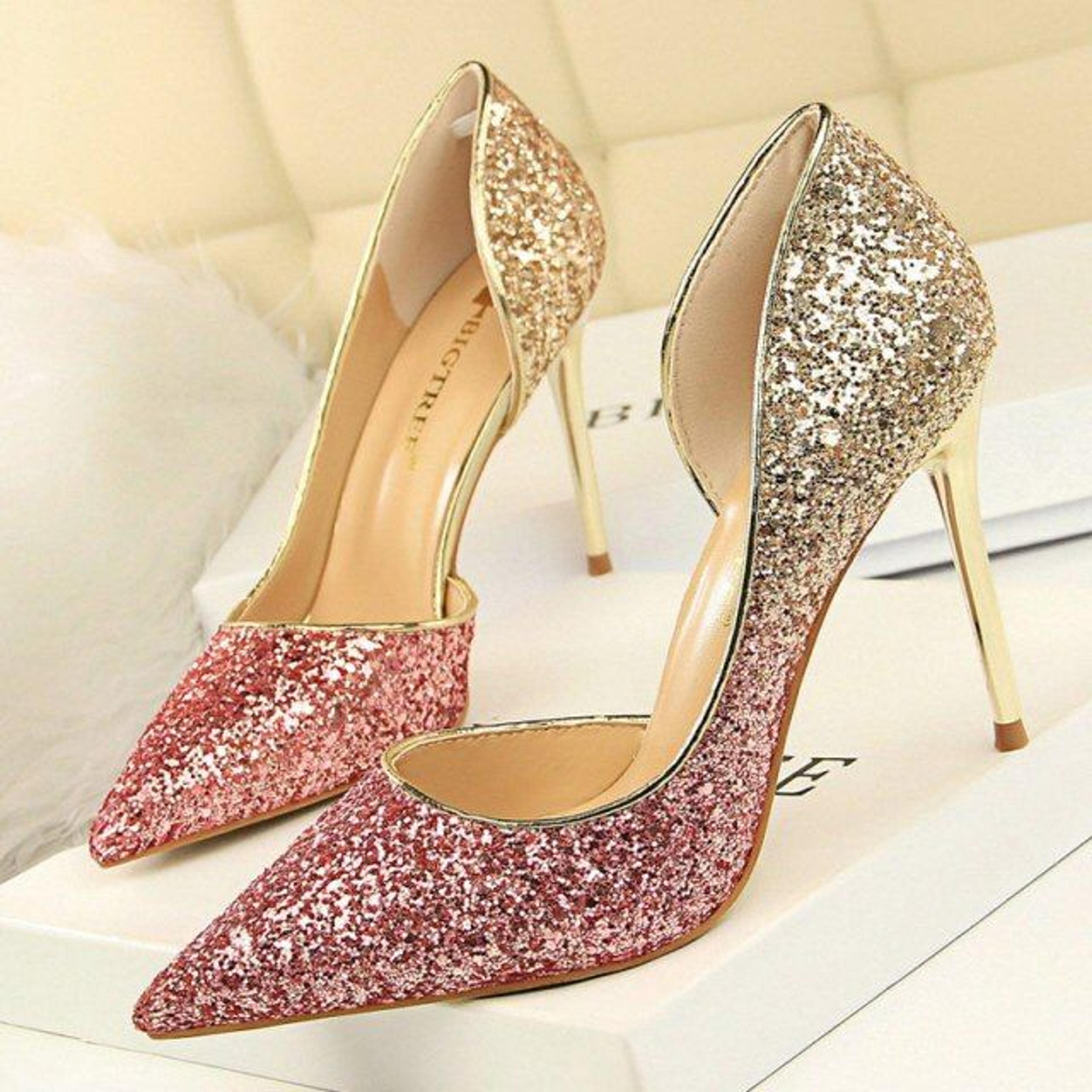 Sequins Woman Pumps Sexy Party Shoes High Heels Women Wedding Shoes Gold Silver Women Heels 9.5 Cm Ladies Shoes - 868-8-multicolor / 38