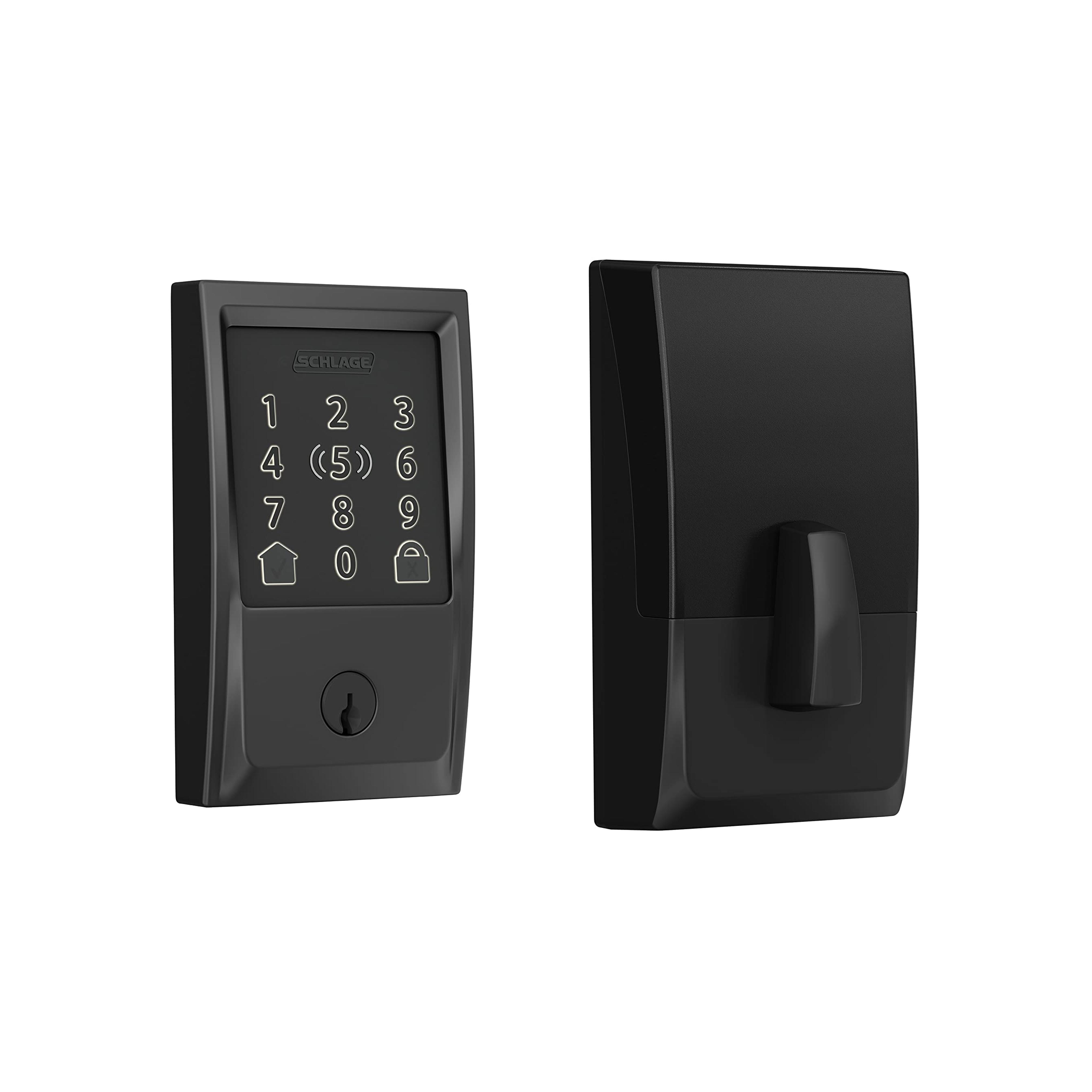 Schlage BE499WB CEN 622 Encode Plus WiFi Deadbolt Smart Lock with Apple Home Key, Keyless Entry Door Lock with Century Trim, Matte Black