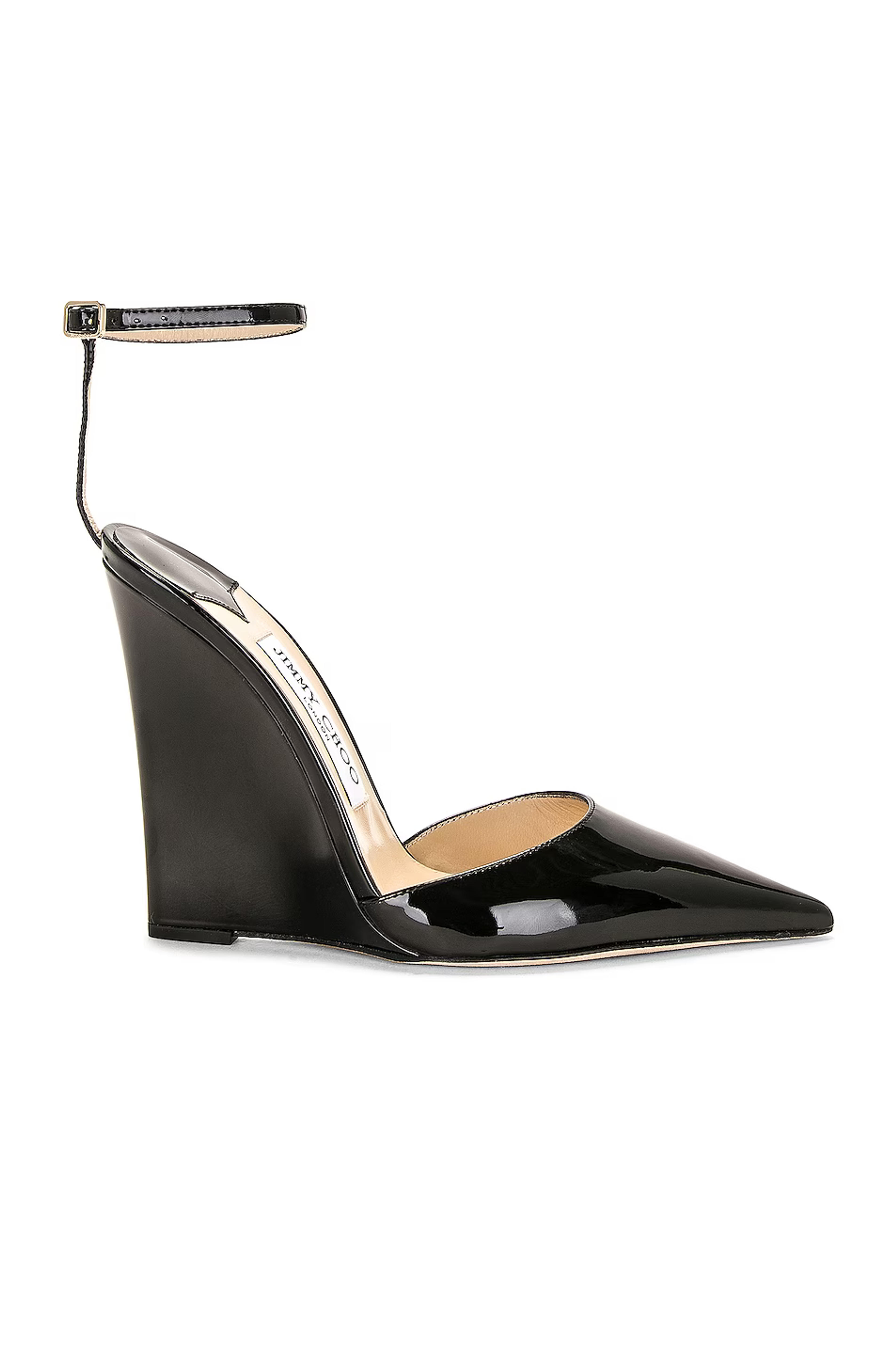 Jimmy Choo Blake 100 Patent Leather Wedge in Black | FWRD