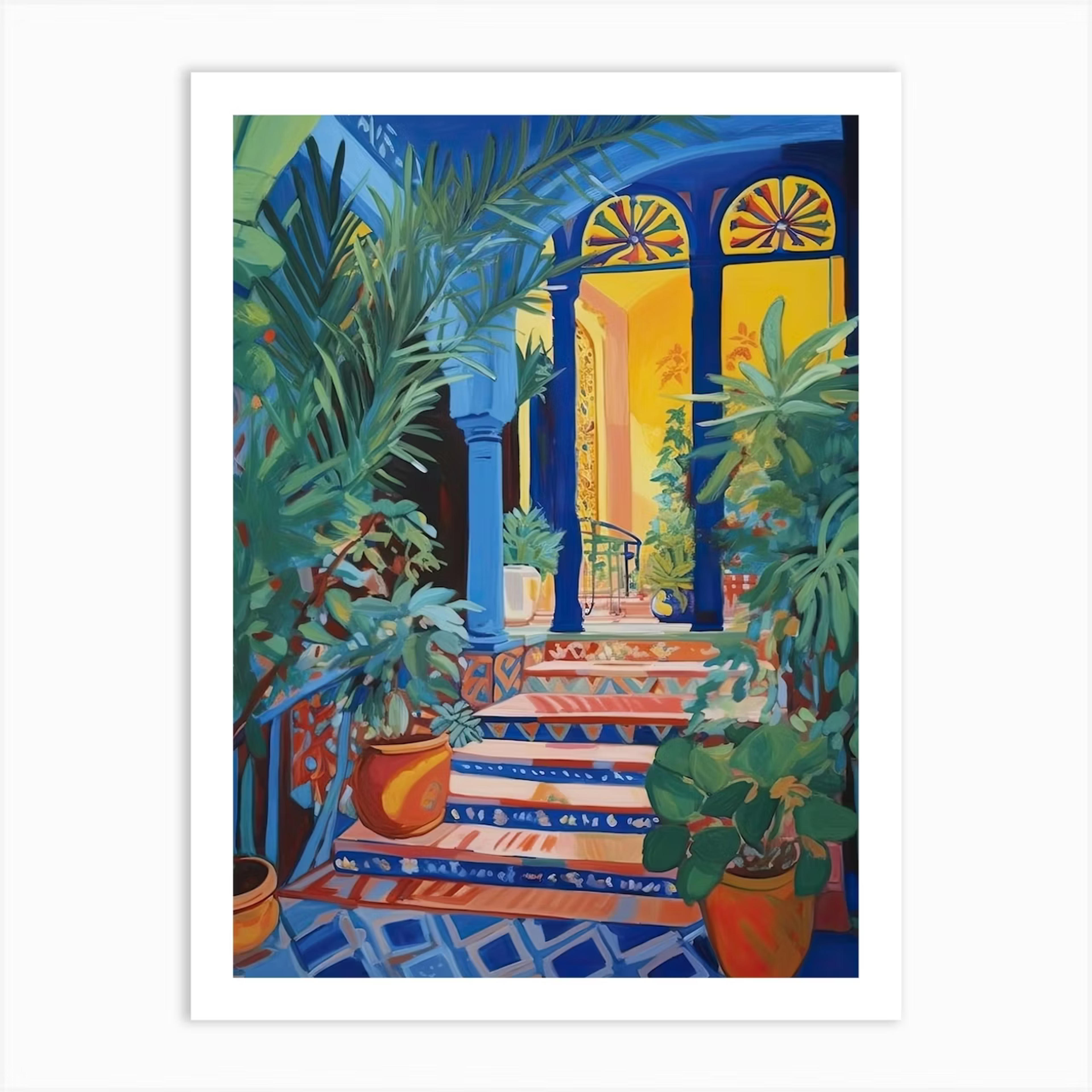 Jardin Majorelle Gardens, Morocco, Painting 1 Art Print by Garden Wanderlust - Fy