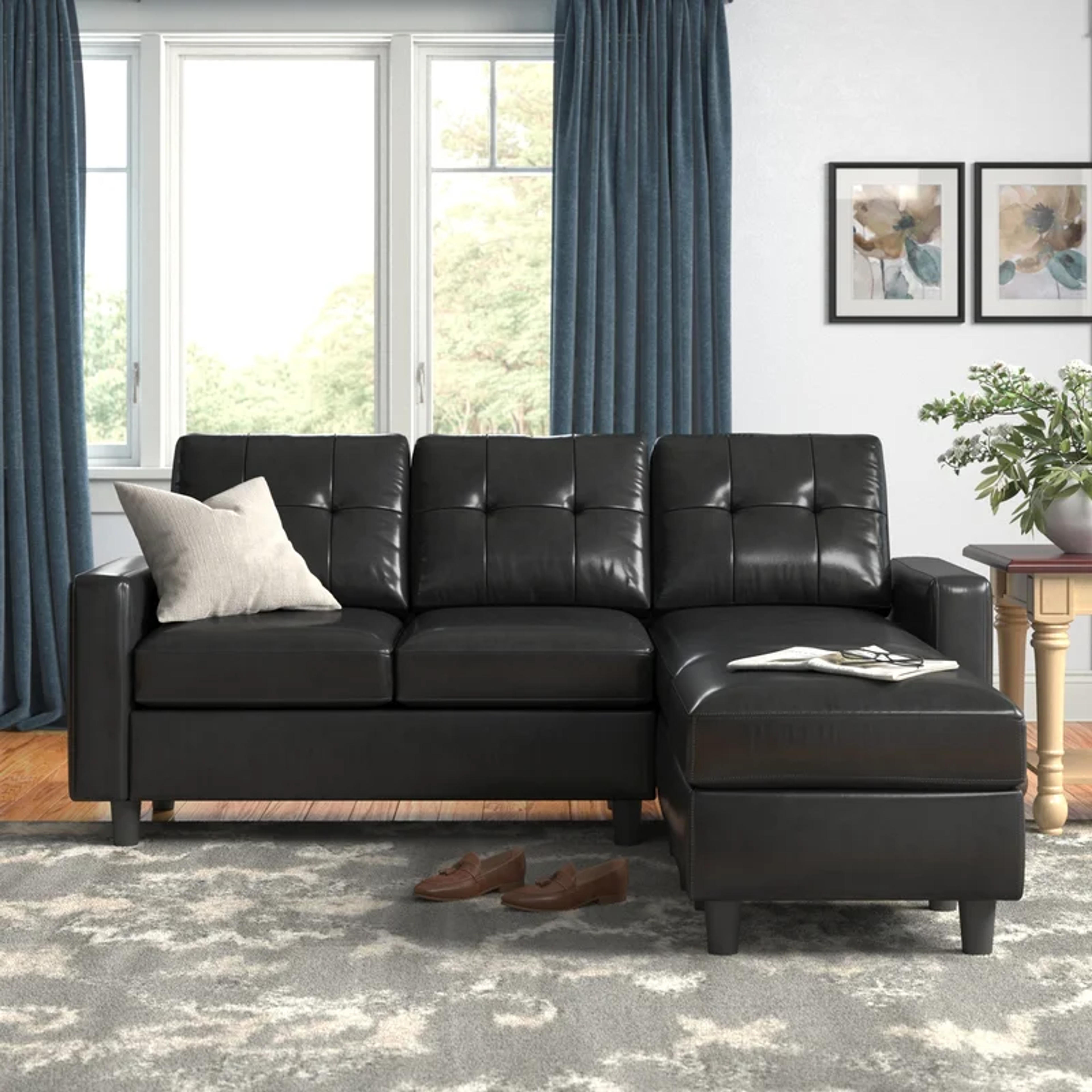 Andover Mills™ Campbelltown 2 - Piece Vegan Leather Chaise Sectional & Reviews | Wayfair