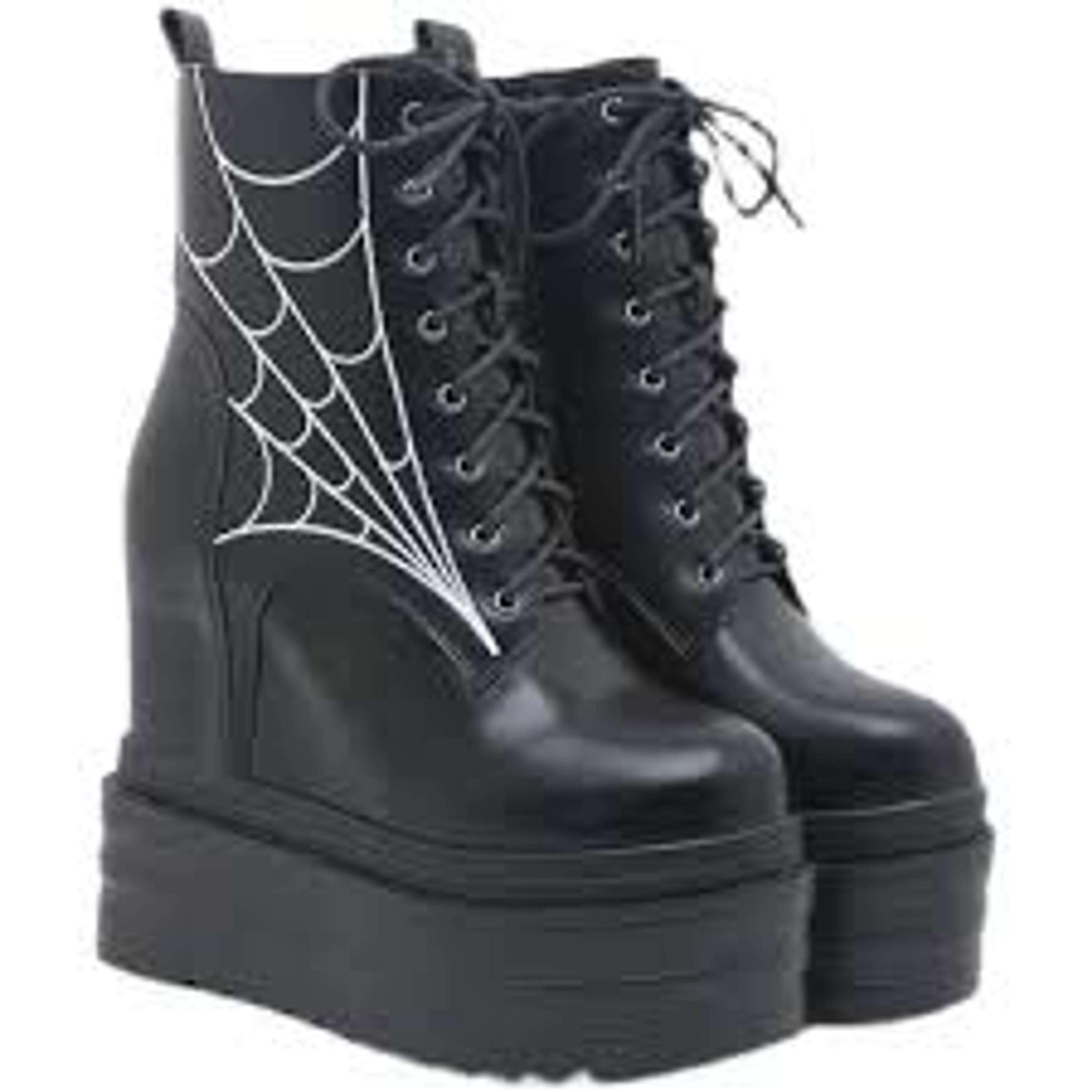 Fashion Cobweb Gothic Boots Women Vampire Knight Cosplay Shoes For 90s Girls High Chunk Heel Forest Aesthetic Shoes Woman