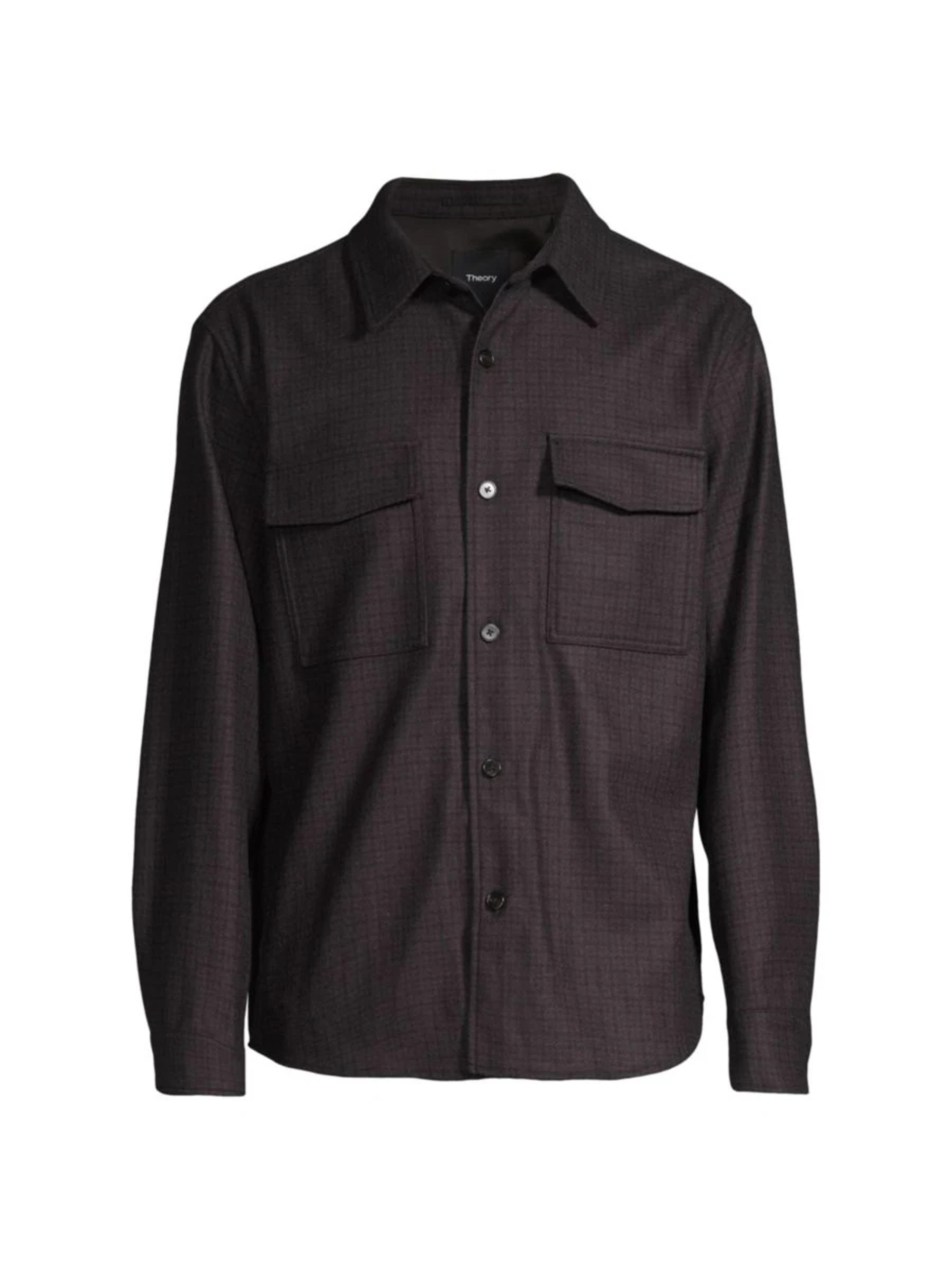 Theory Garvin Ansedonia Overcheck Wool-Blend Button-Front Shirt