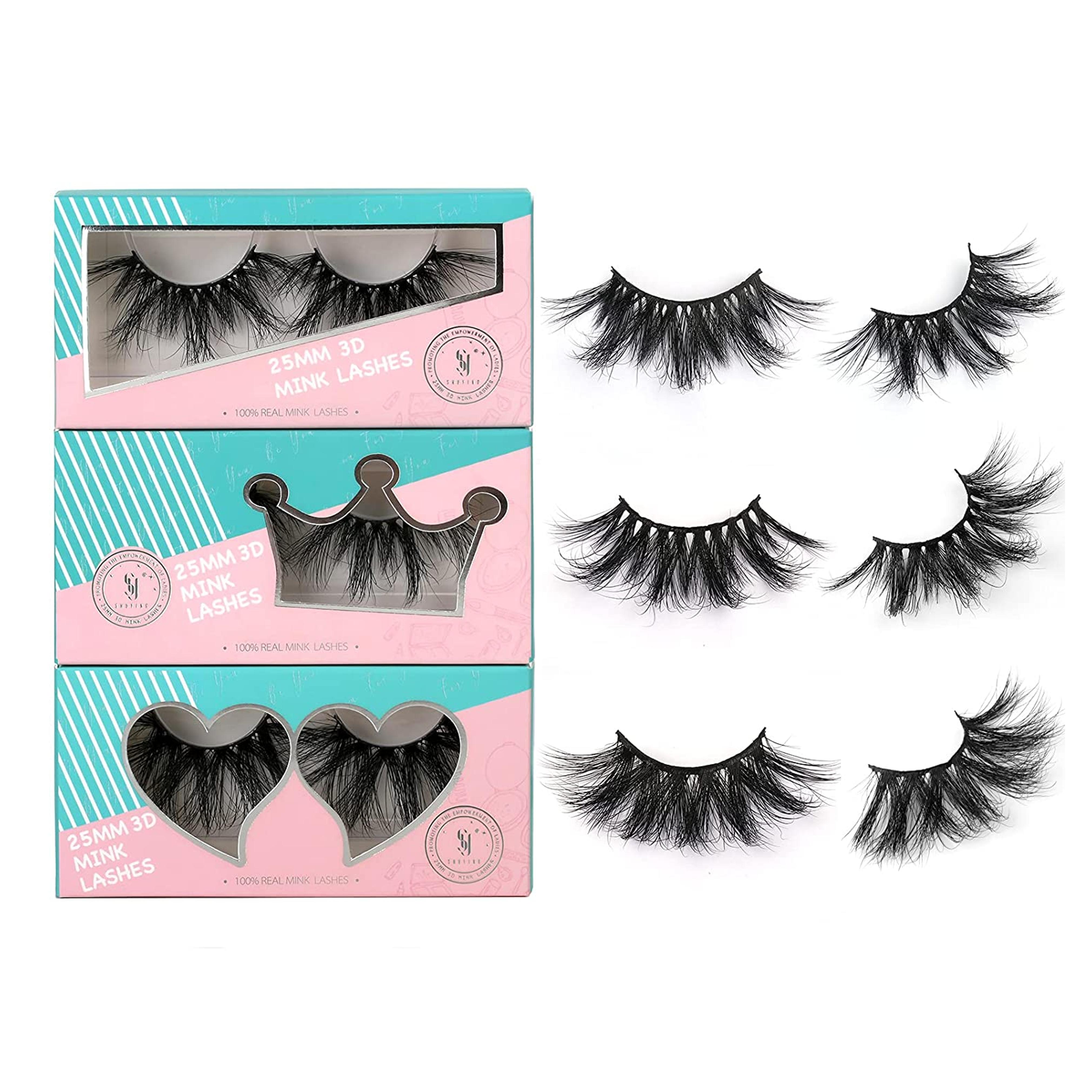 Amazon.com: SY SHUYING 25mm Mink Lashes 3D Real Mink Eyelashes Fluffy Dramatic False Eyelashes 6D Wispy Long Thick Handmade Luxury Volume Strip Eye Lashes (3 Pairs, Doll Honey Queen) : Beauty & Personal Care