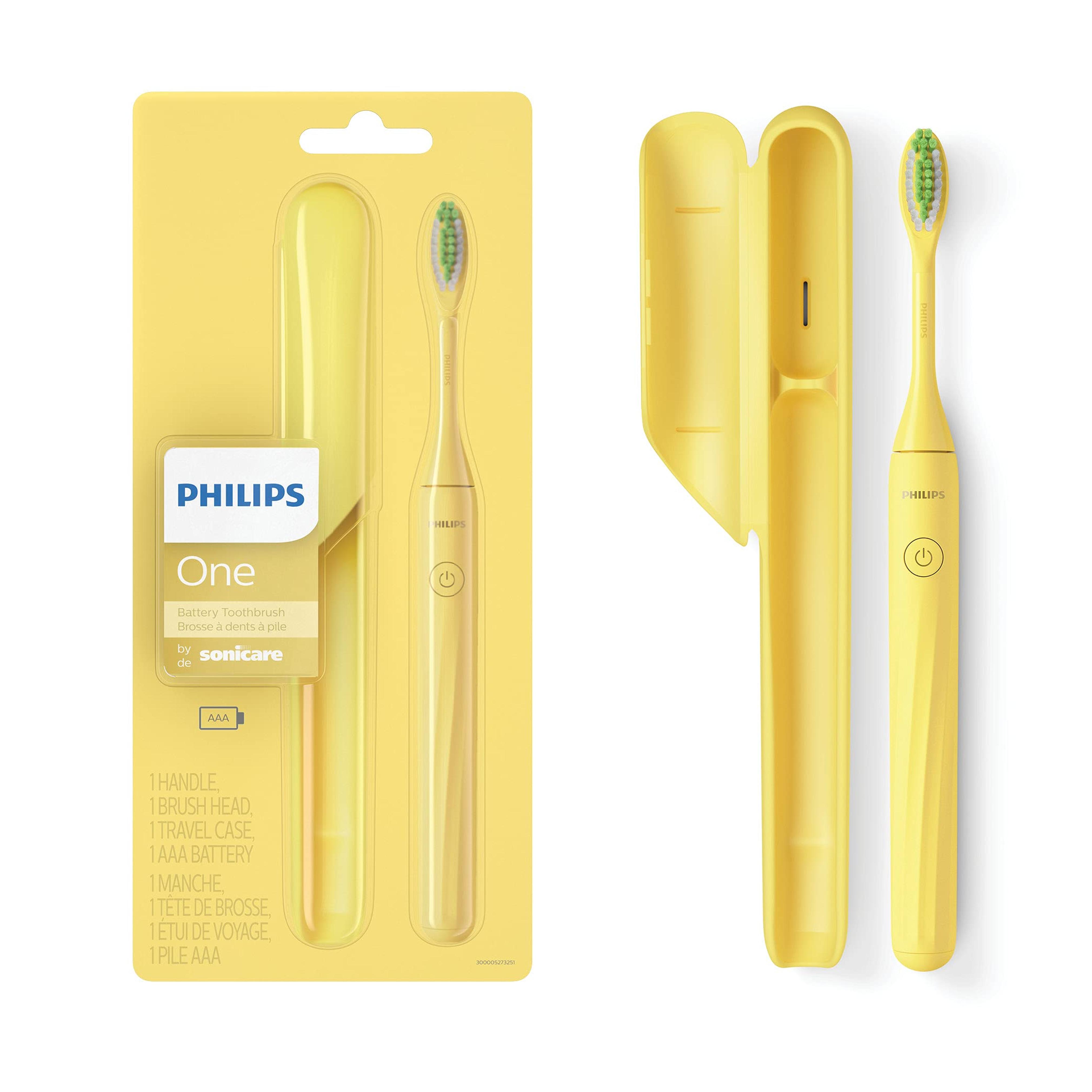 PHILIPS One by Sonicare Battery Toothbrush, Mango Yellow, HY1100/02