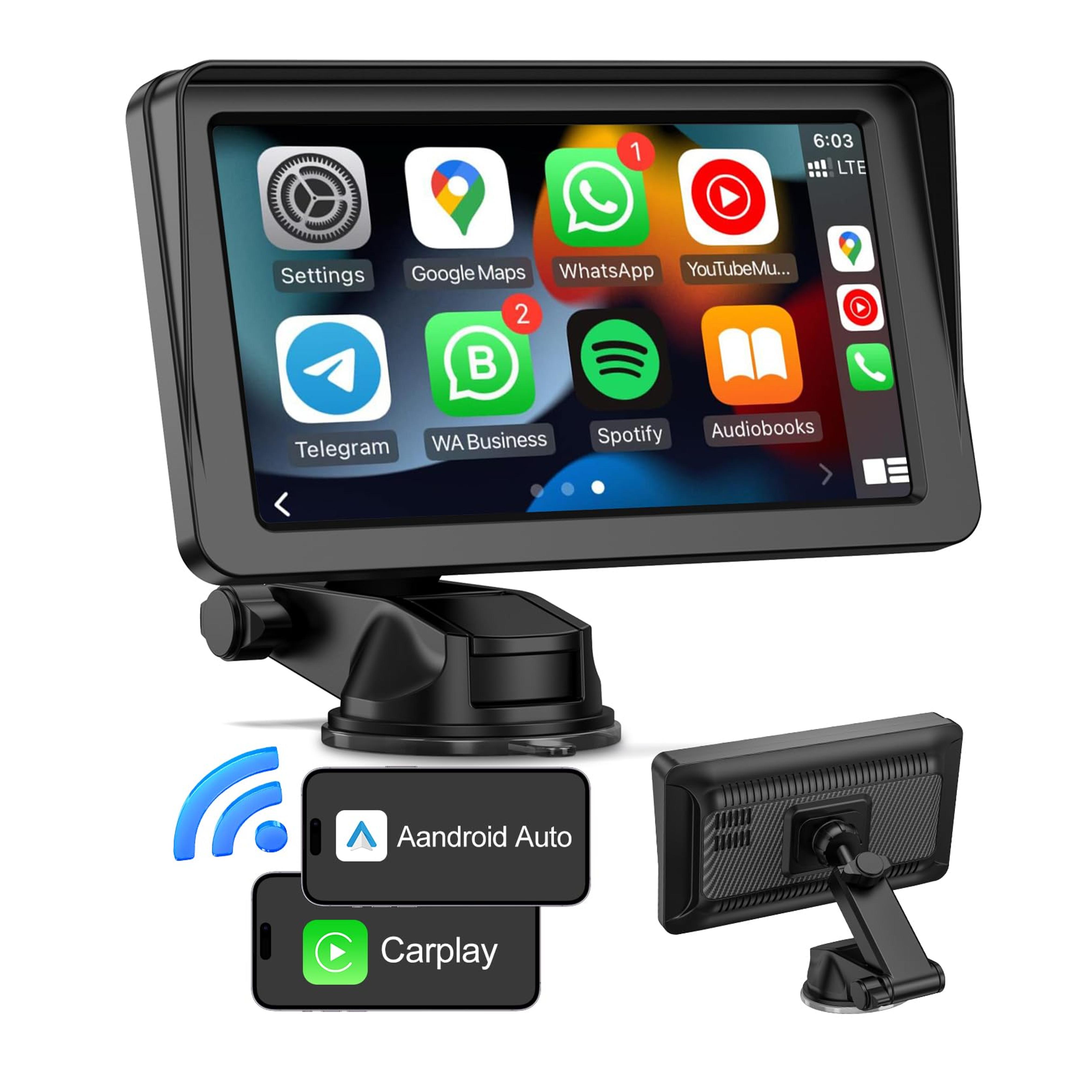 Amazon.com: Portable Wireless Apple Carplay & Android Auto Car Stereo with Voice Control,7" IPS Touch Screen, Automatic Multimedia Player, Car Audio with Mirror Link/AUX/FM, Bluetooth 5.0 for All Vehicles : Electronics