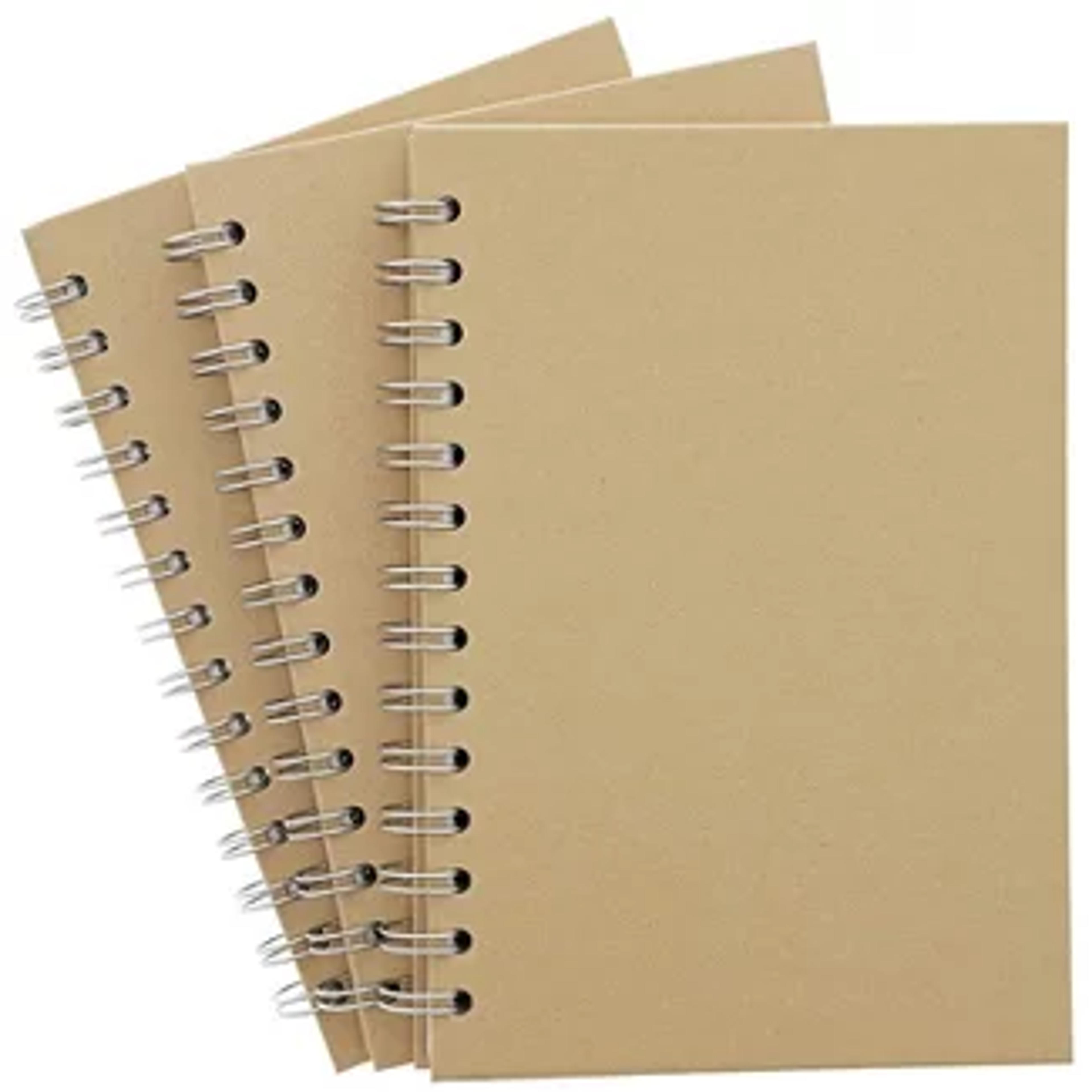 3 Packs Kraft Cover Spiral Unruled Notebooks Note Books Hardcover Sketchbook, 7.75 Inches : Target
