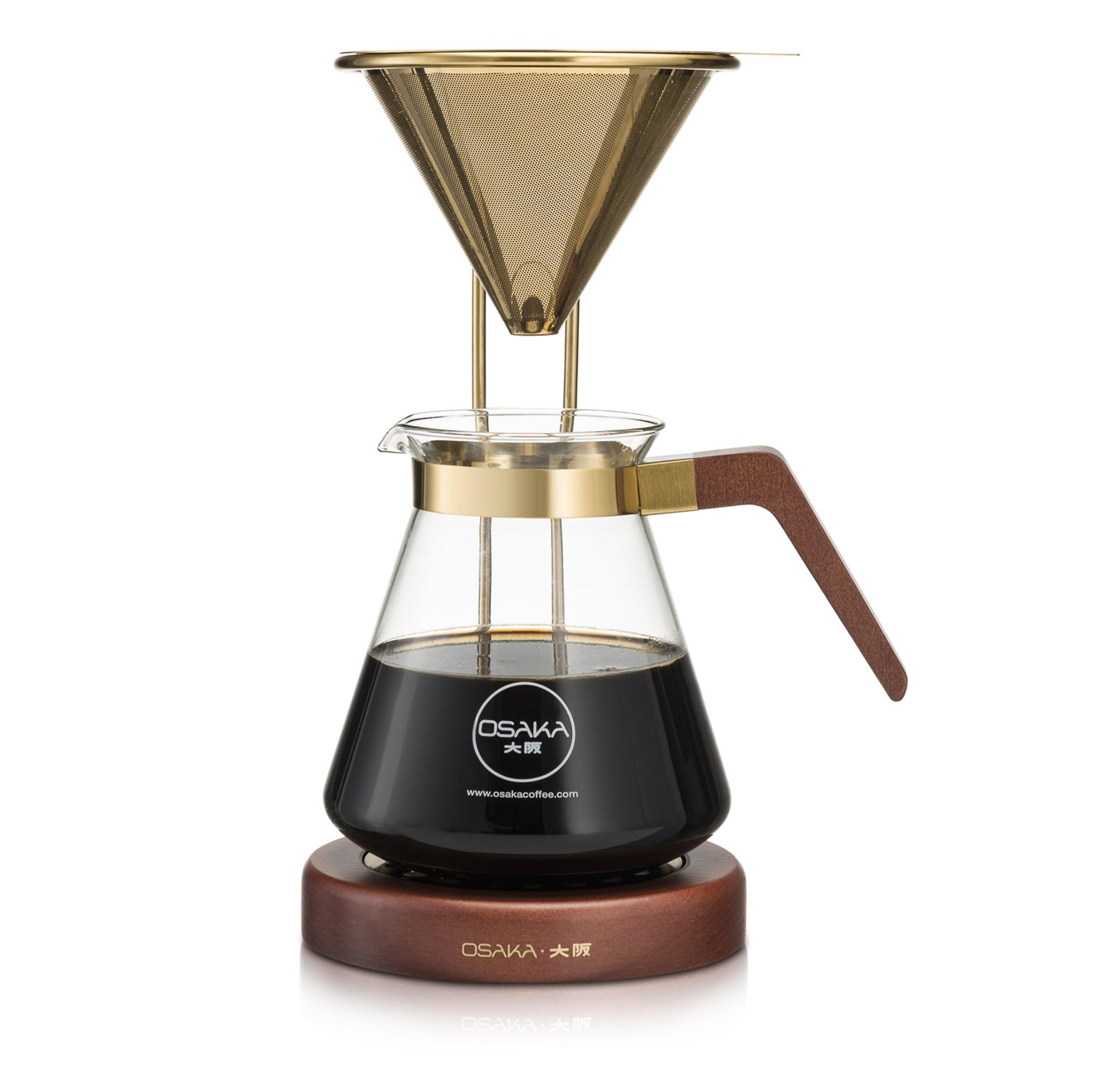 Osaka Gold Pour-Over Coffee Dripper with Wood Stand