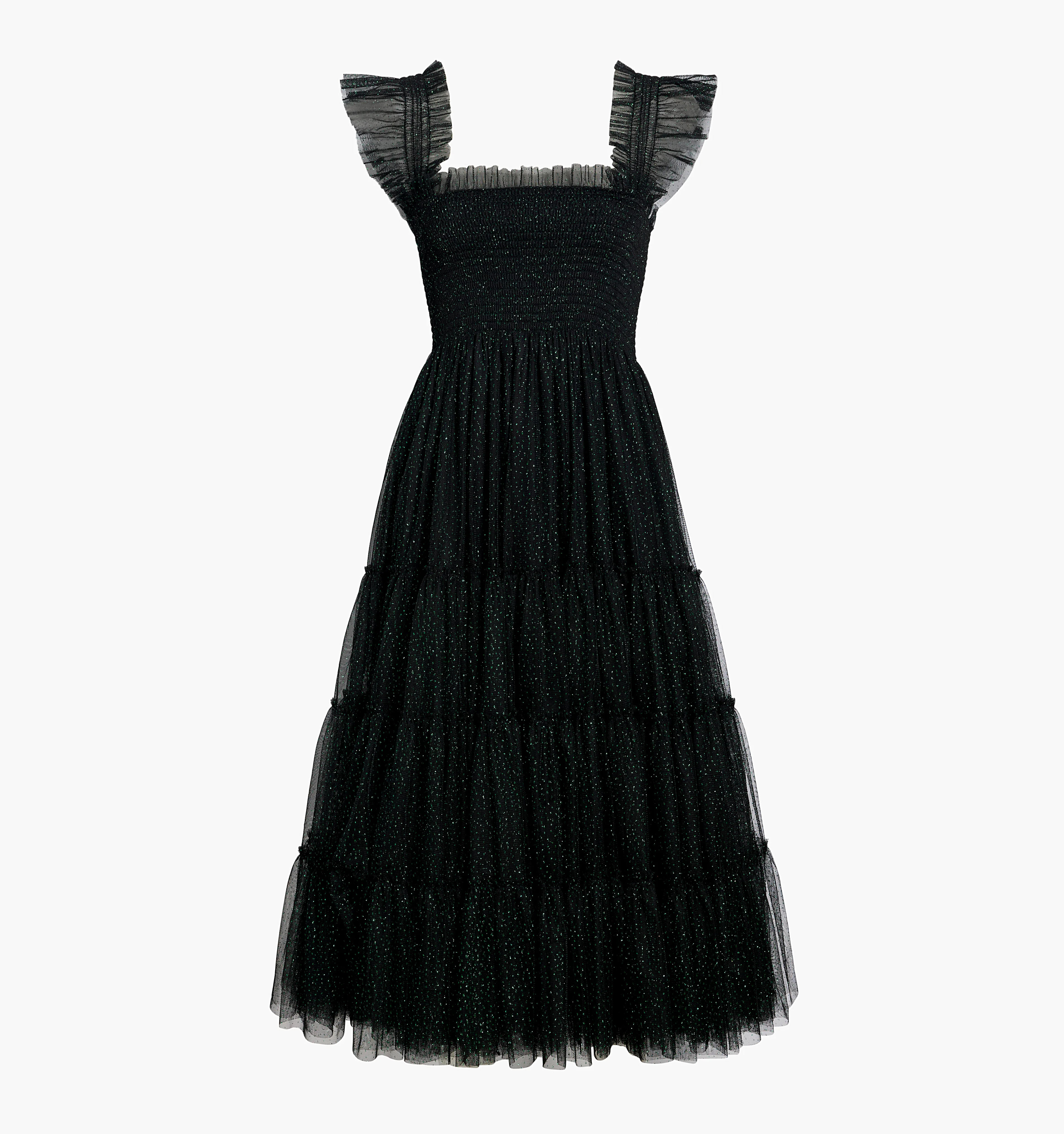 The Elphaba Ellie Nap Dress - Black and Green Glitter Tulle – Hill House Home