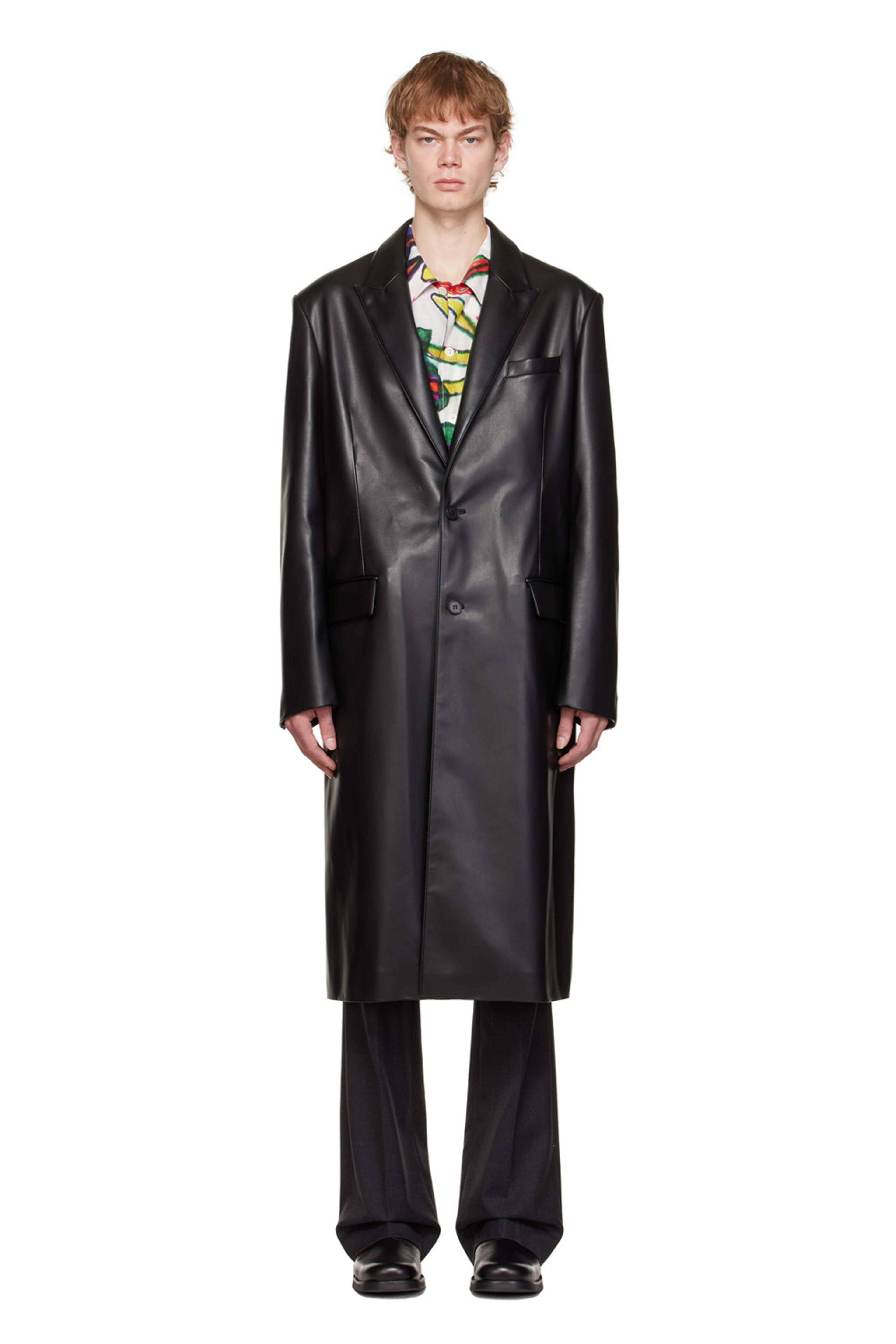 System: SSENSE Exclusive Black Faux-Leather Coat | SSENSE