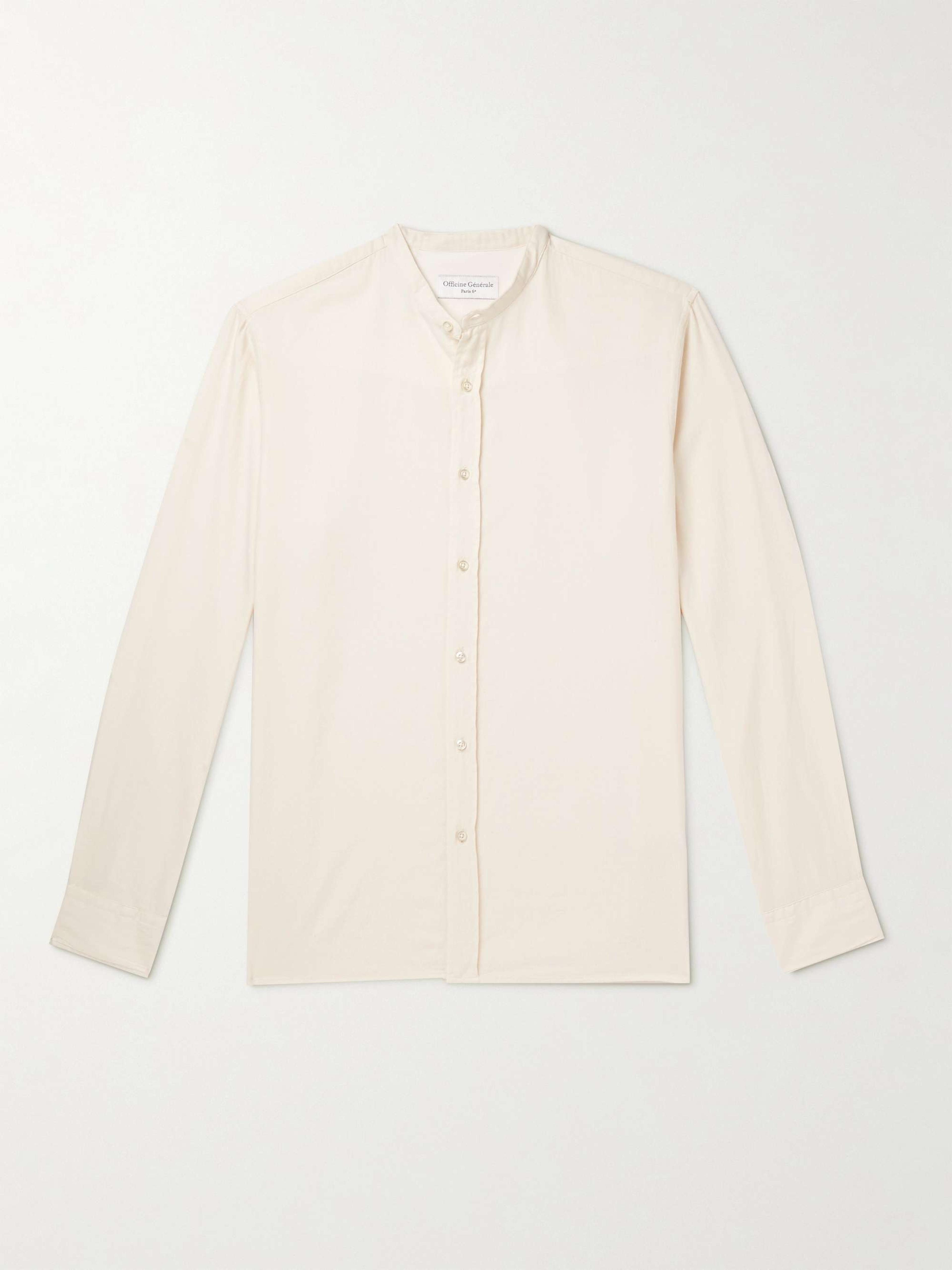 Beige Gaston Grandad-Collar Organic Cotton-Twill Shirt | OFFICINE GÉNÉRALE | MR PORTER