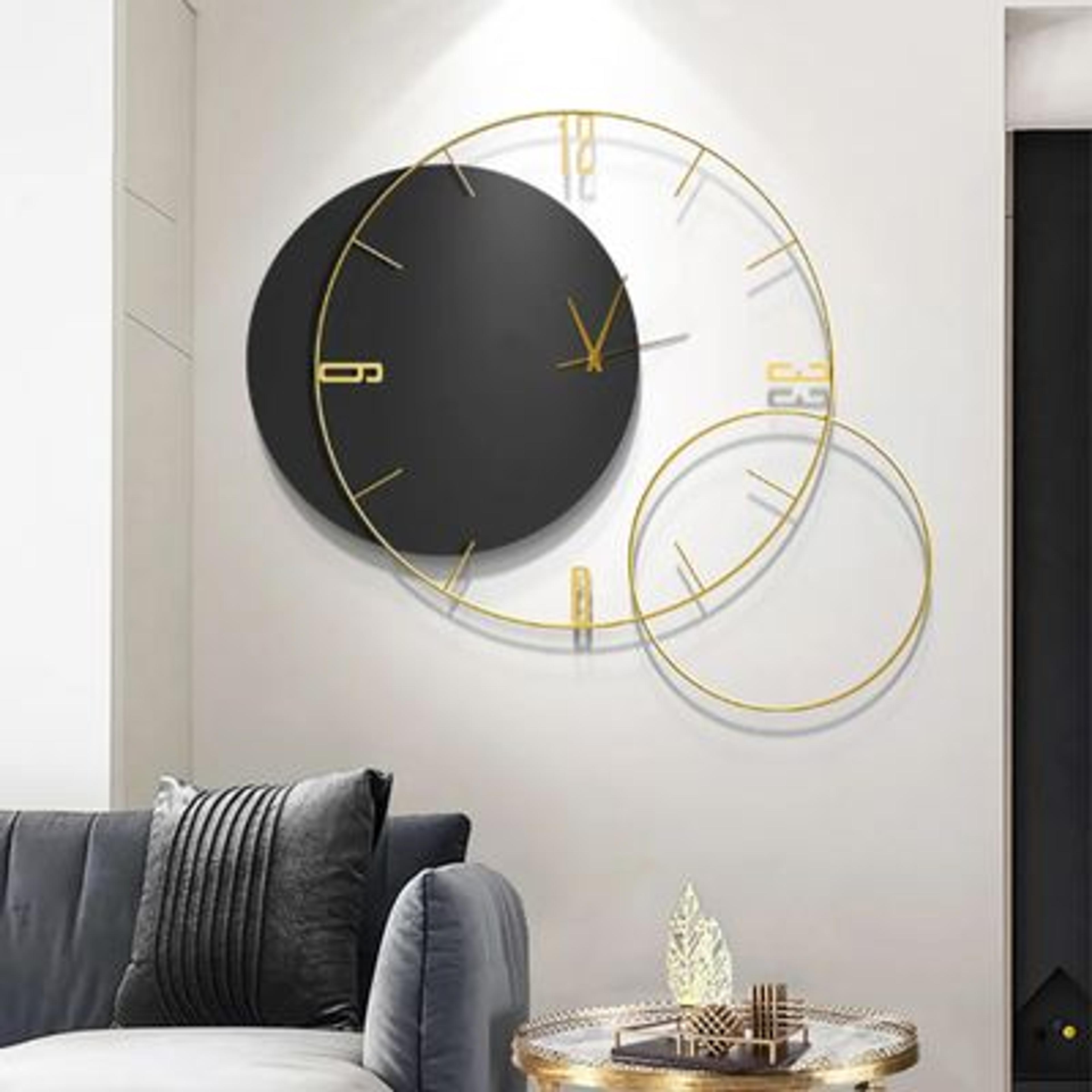 Modern Round Oversized Wall Clock Home Decor Art in Black - Clocks - Homary US