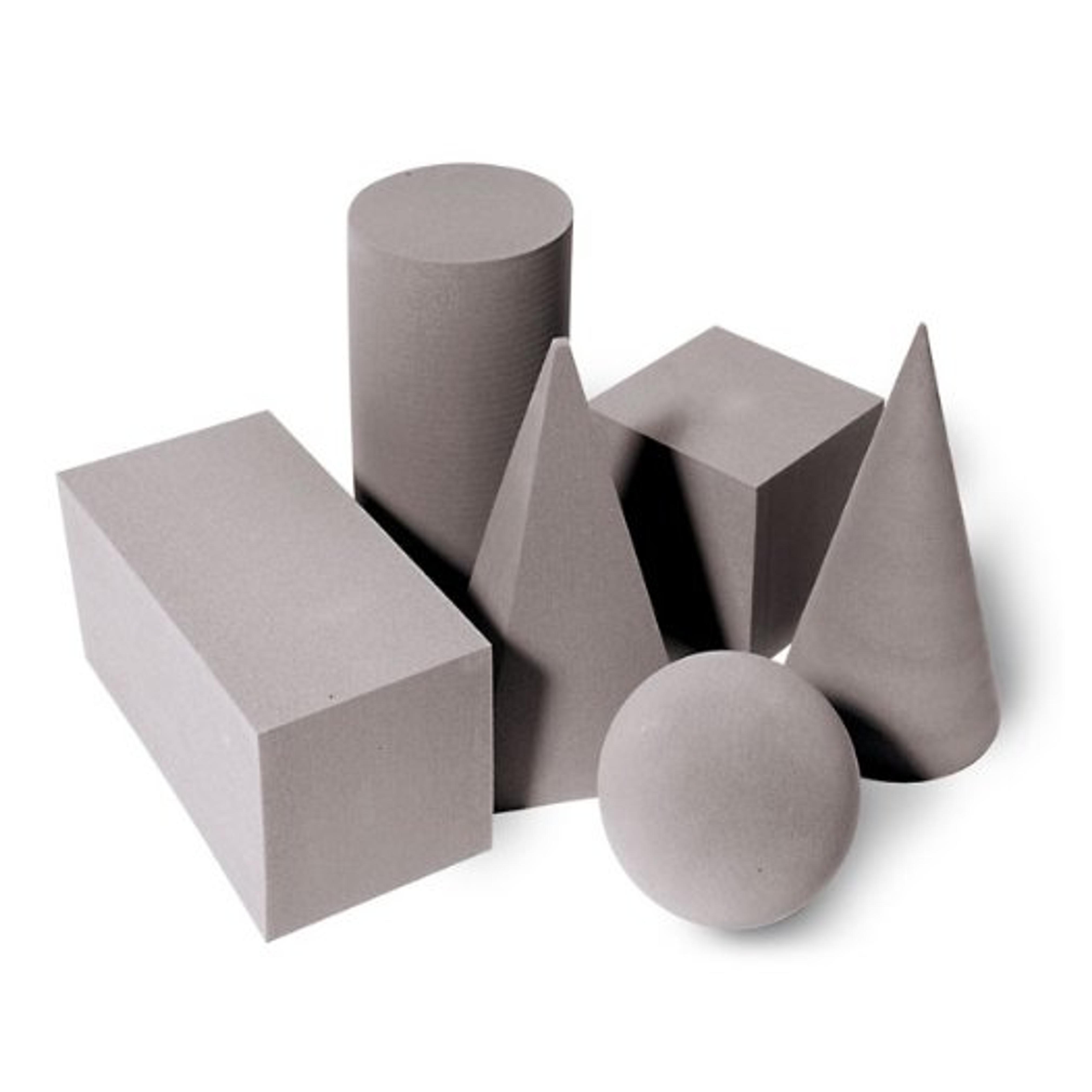 Foam Geometric Solids Set, Six-Piece, Gray