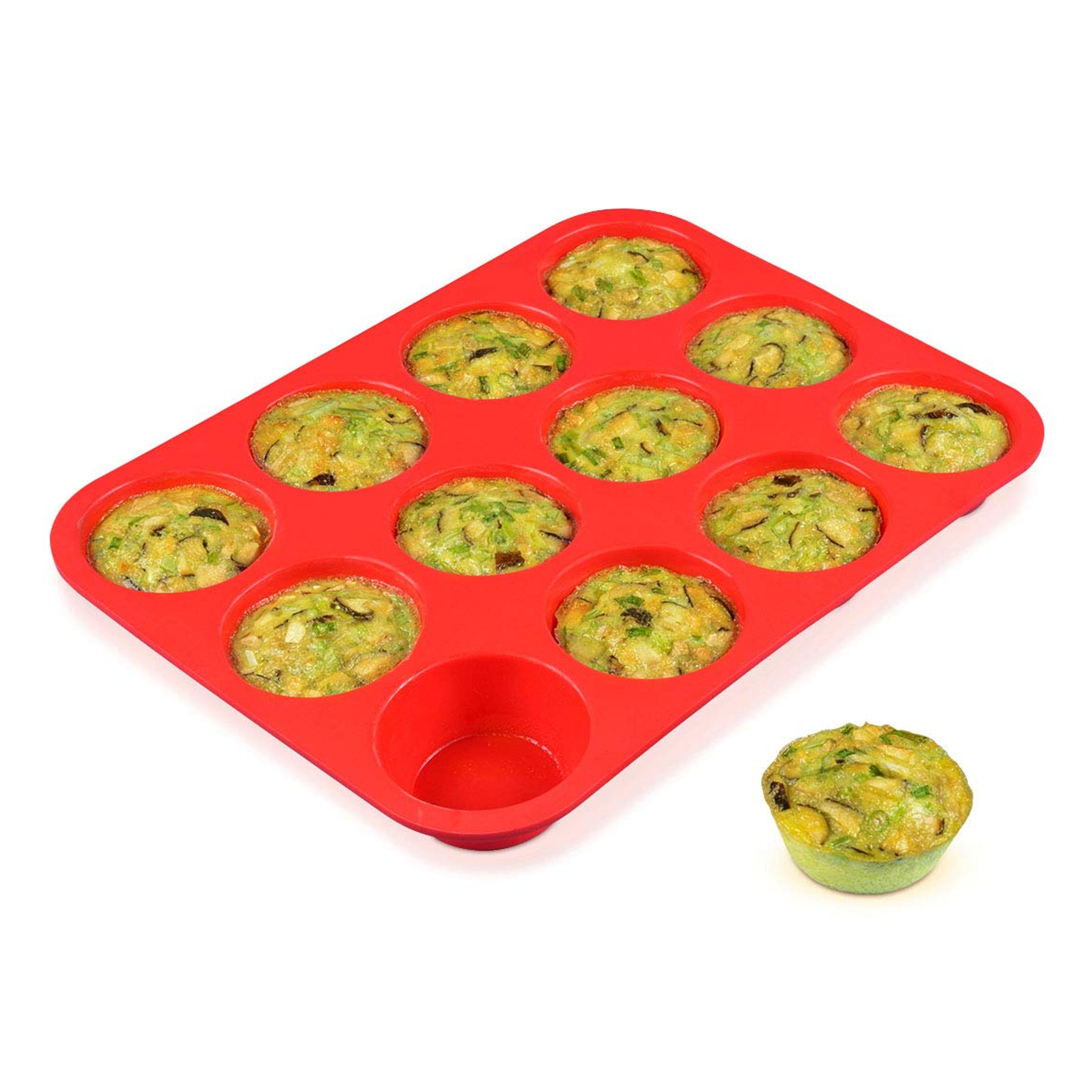 12 Cups Silicone Muffin Pan - Nonstick BPA Free Cupcake Pan 1 Pack Regular Size Silicone Mold