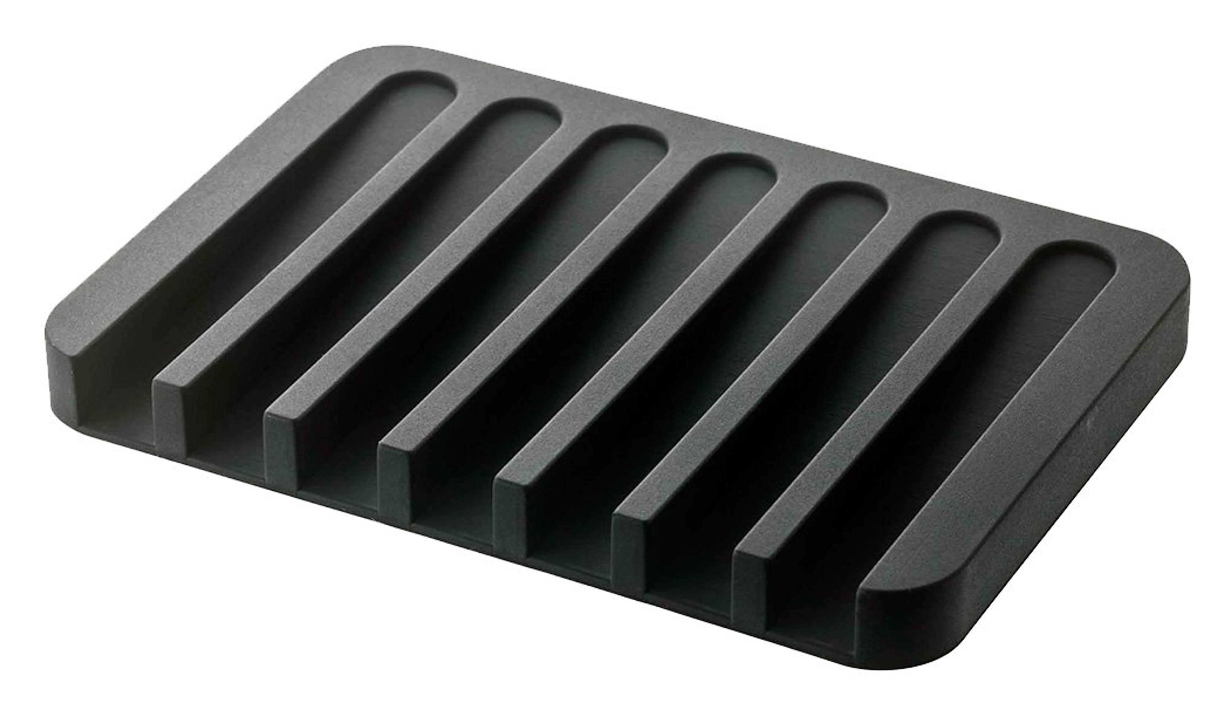 YAMAZAKI home Soap Tray-Silicone Holder Dish for Sink, One Size, Black - 7398