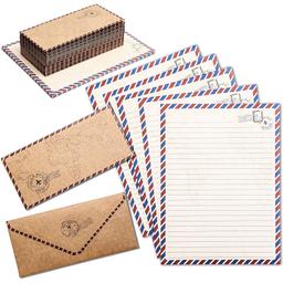 48 Pack Stationery Paper and Envelopes Set, Penpal Kit for Writing Letters in Travel Design