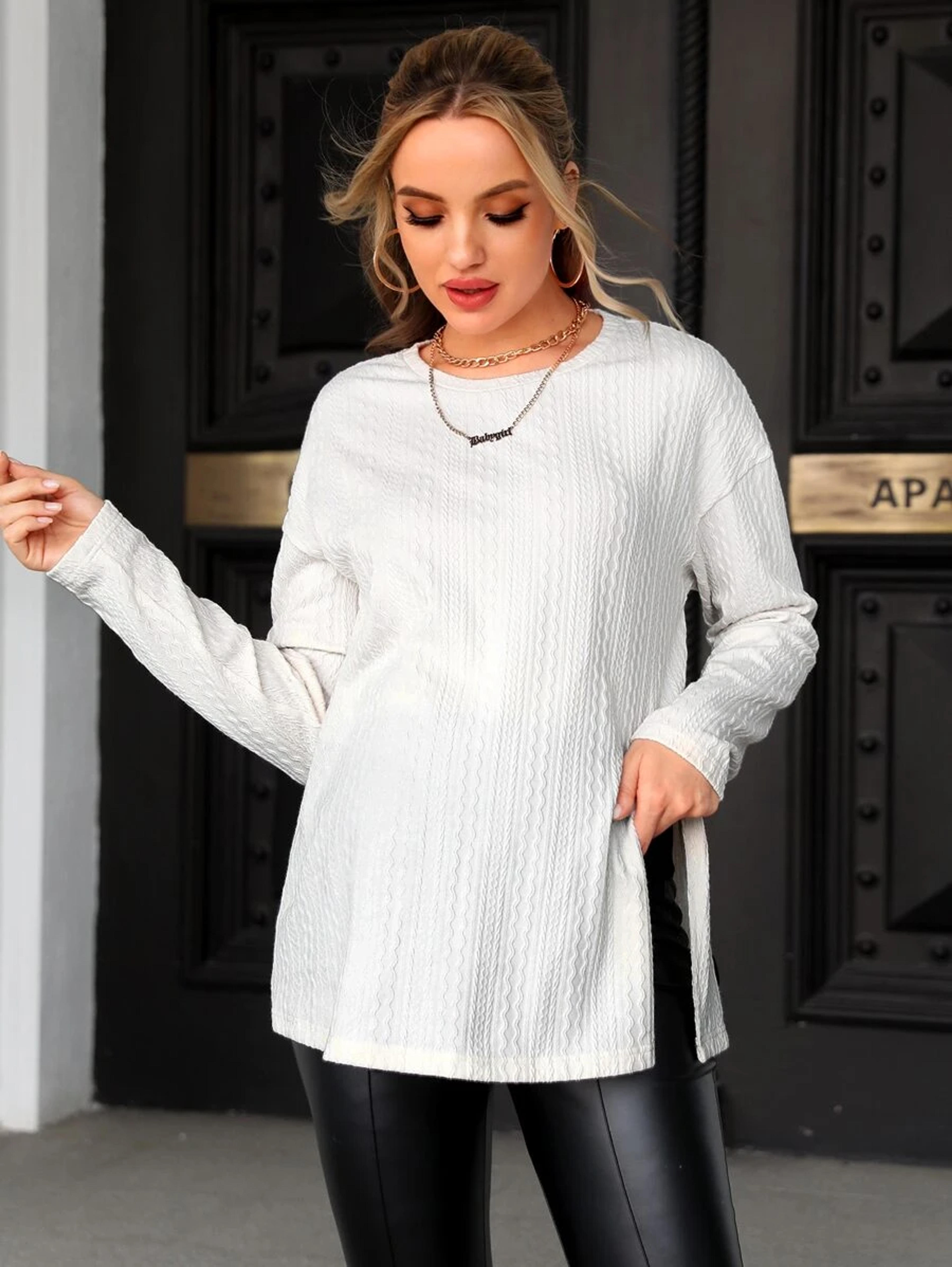 SHEIN Maternity Drop Shoulder Split Side Tee | SHEIN USA