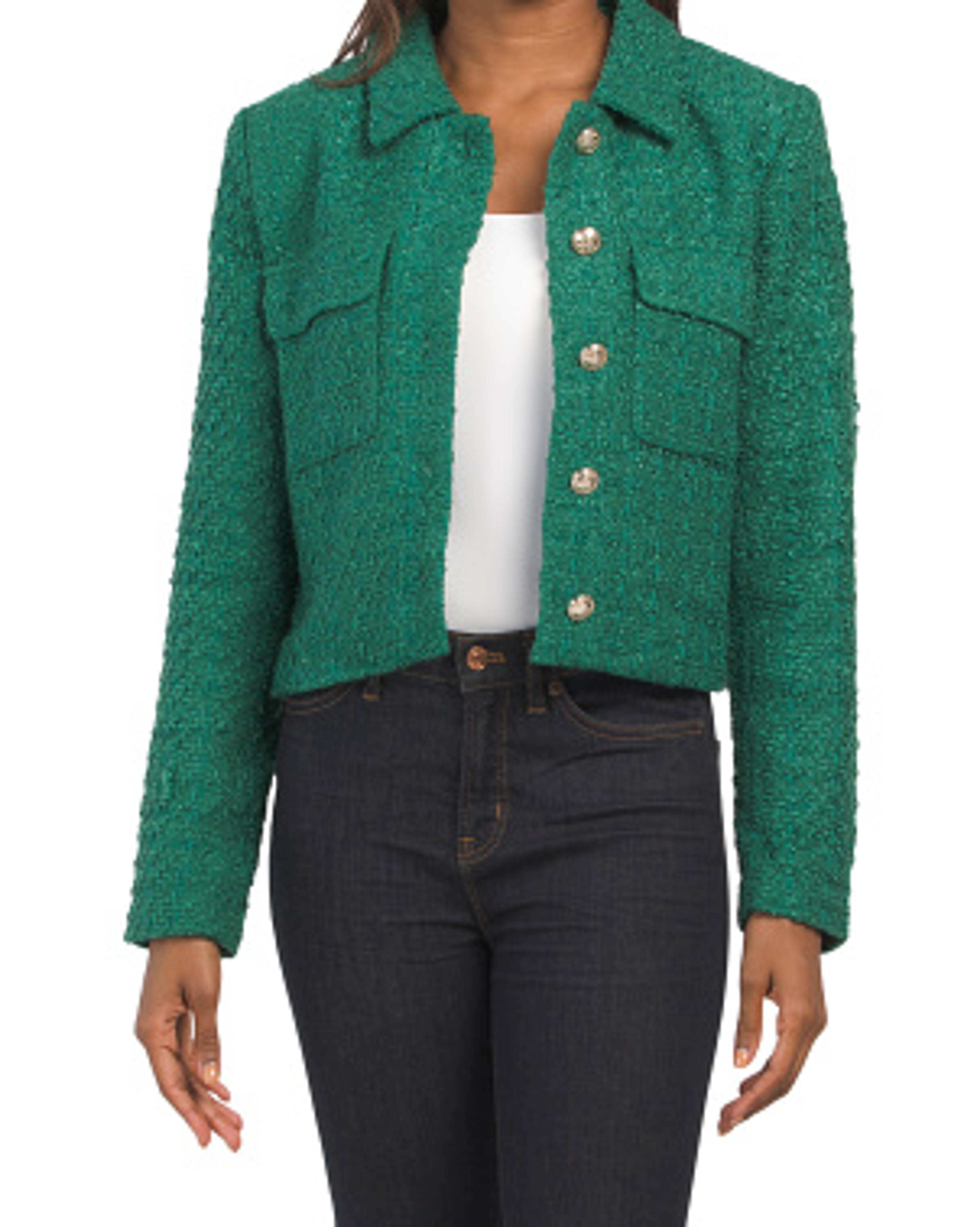 Solid Cropped Boucle Jacket | Coats & Jackets | T.J.Maxx