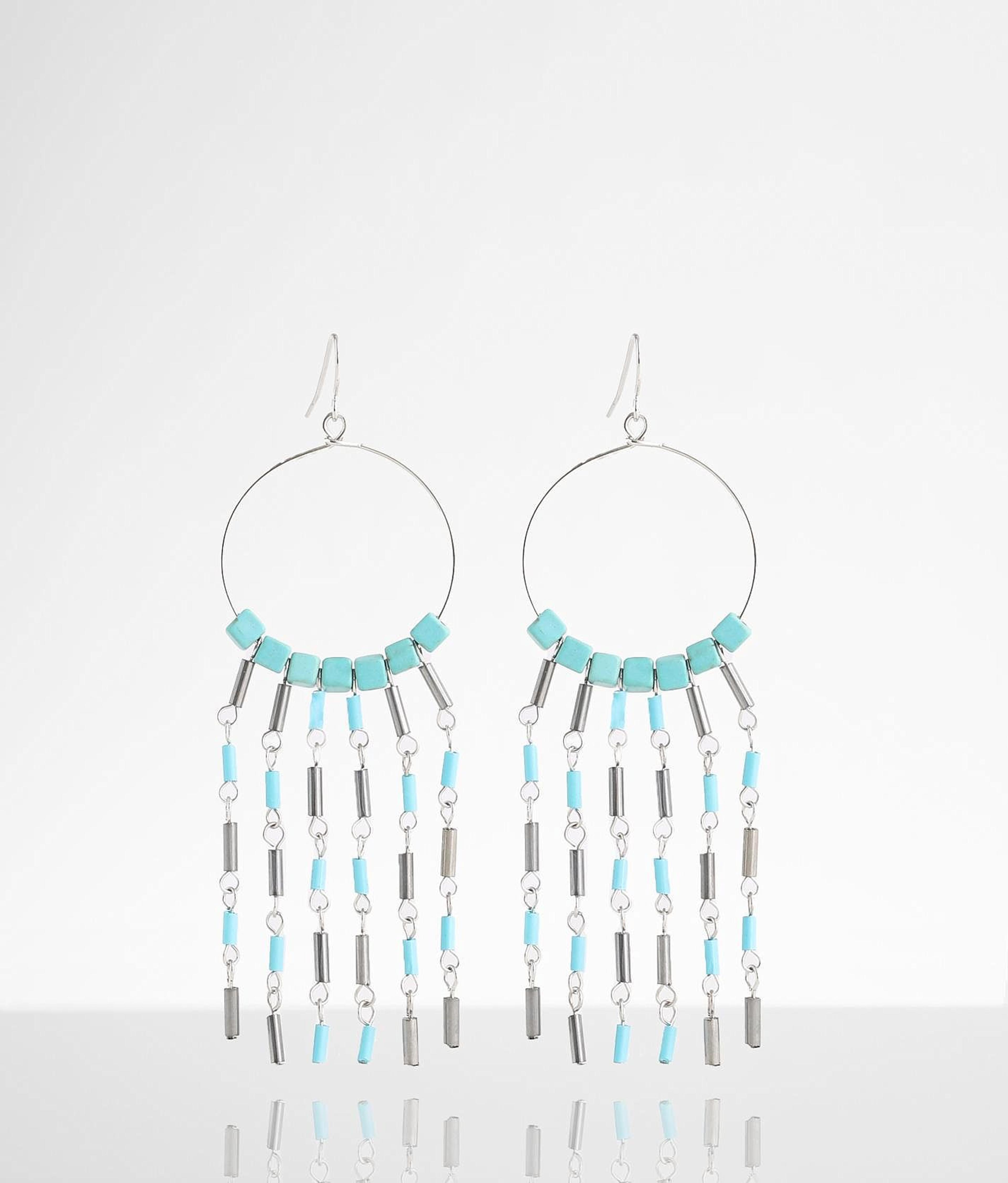 BKE Turquoise Bead Drop Earring - Women's Jewelry in Silver Turquoise