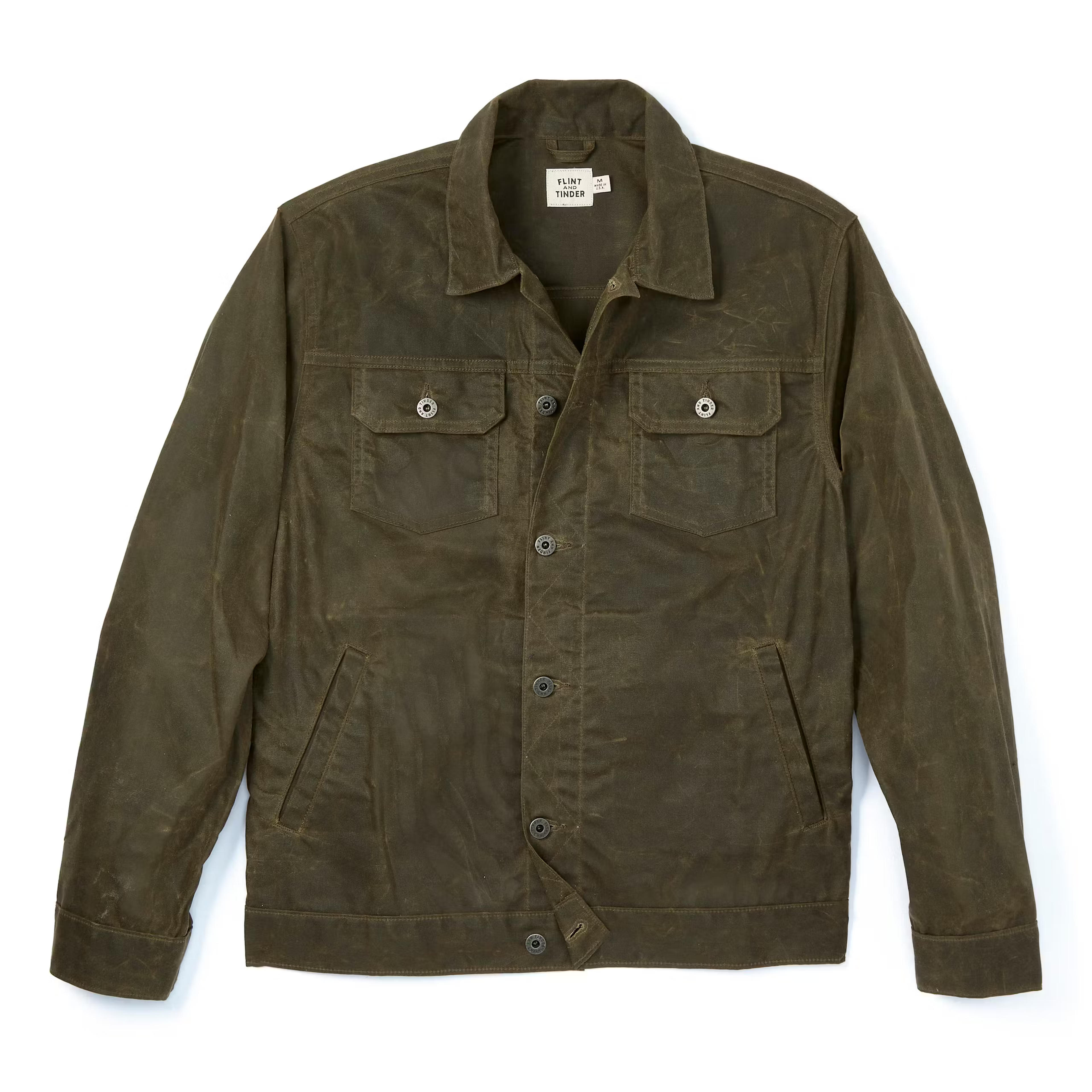 Flint and Tinder Unlined Waxed Trucker Jacket - Forest | Trucker Jackets | Huckberry