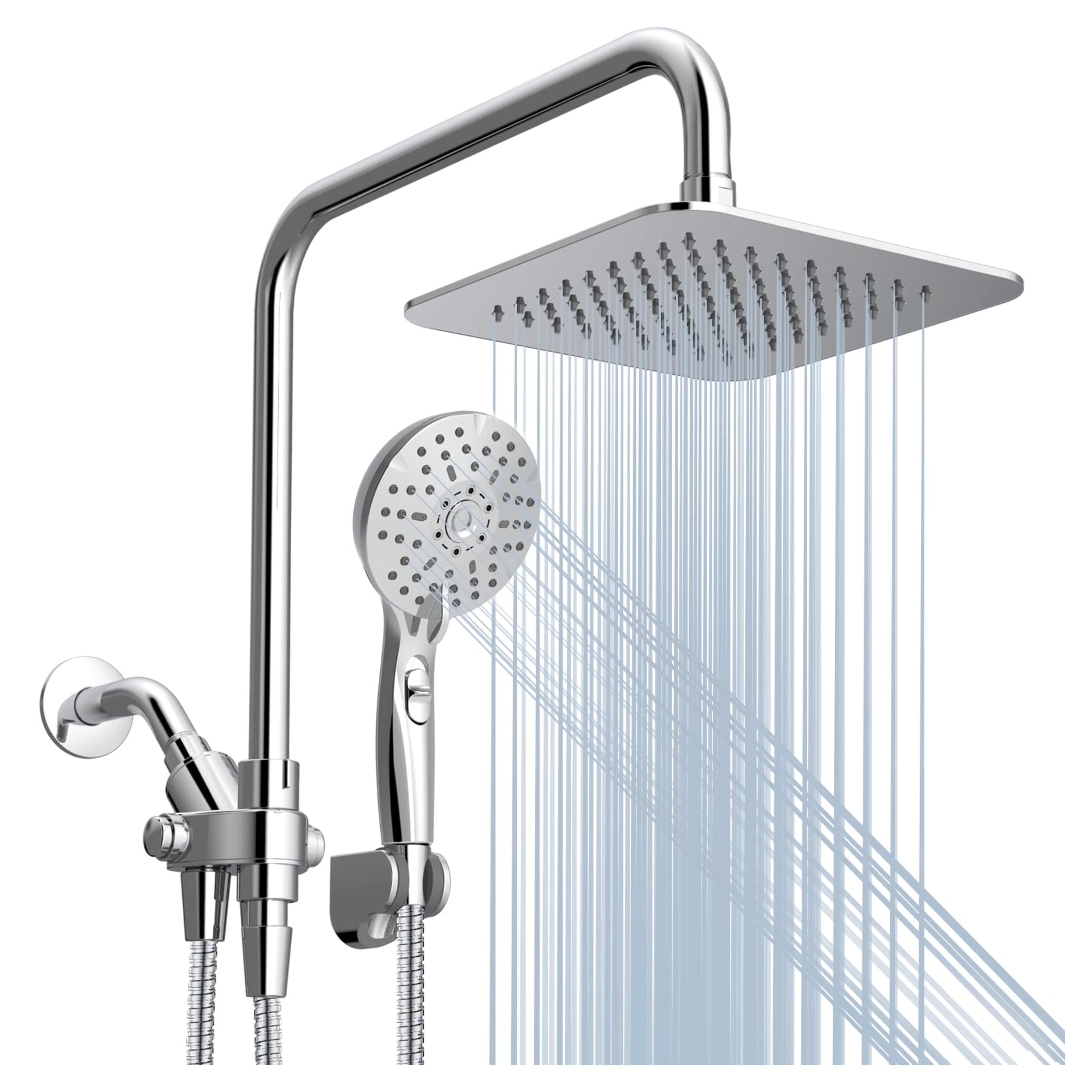 Amazon.com: Ryamen Dual Shower Head Combo, 8'' High Pressure Rain/Rainfall Shower Head,5 Settings Adjustable Handheld Showers,with 15" Height Adjustable Slide Bar,Holder/Hose, Angle Adjustable, Chrome : Everything Else