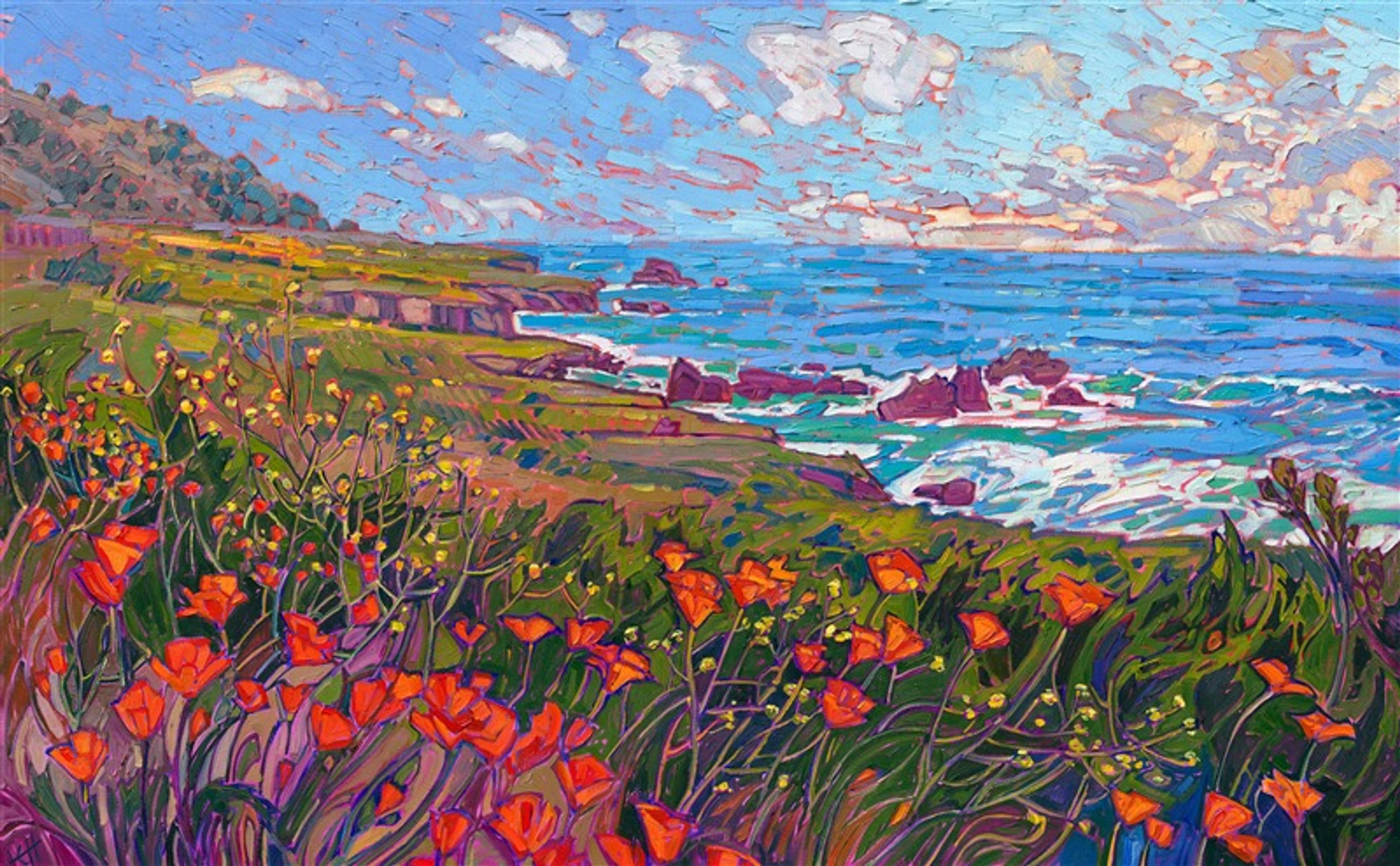 Coastal Poppies - Contemporary Impressionism Paintings by Erin Hanson