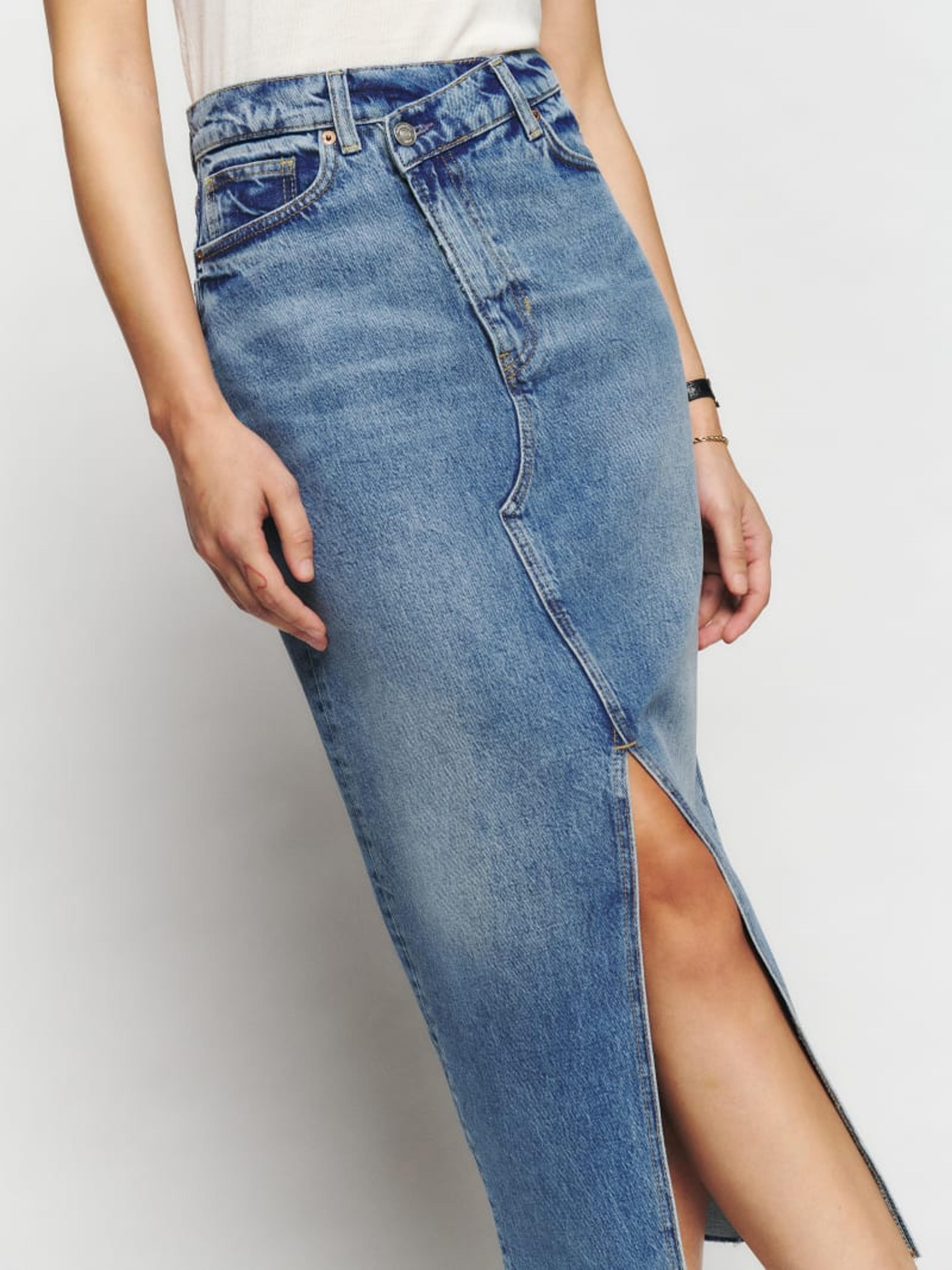 Nila Long Denim Skirt - Sustainable Denim | Reformation