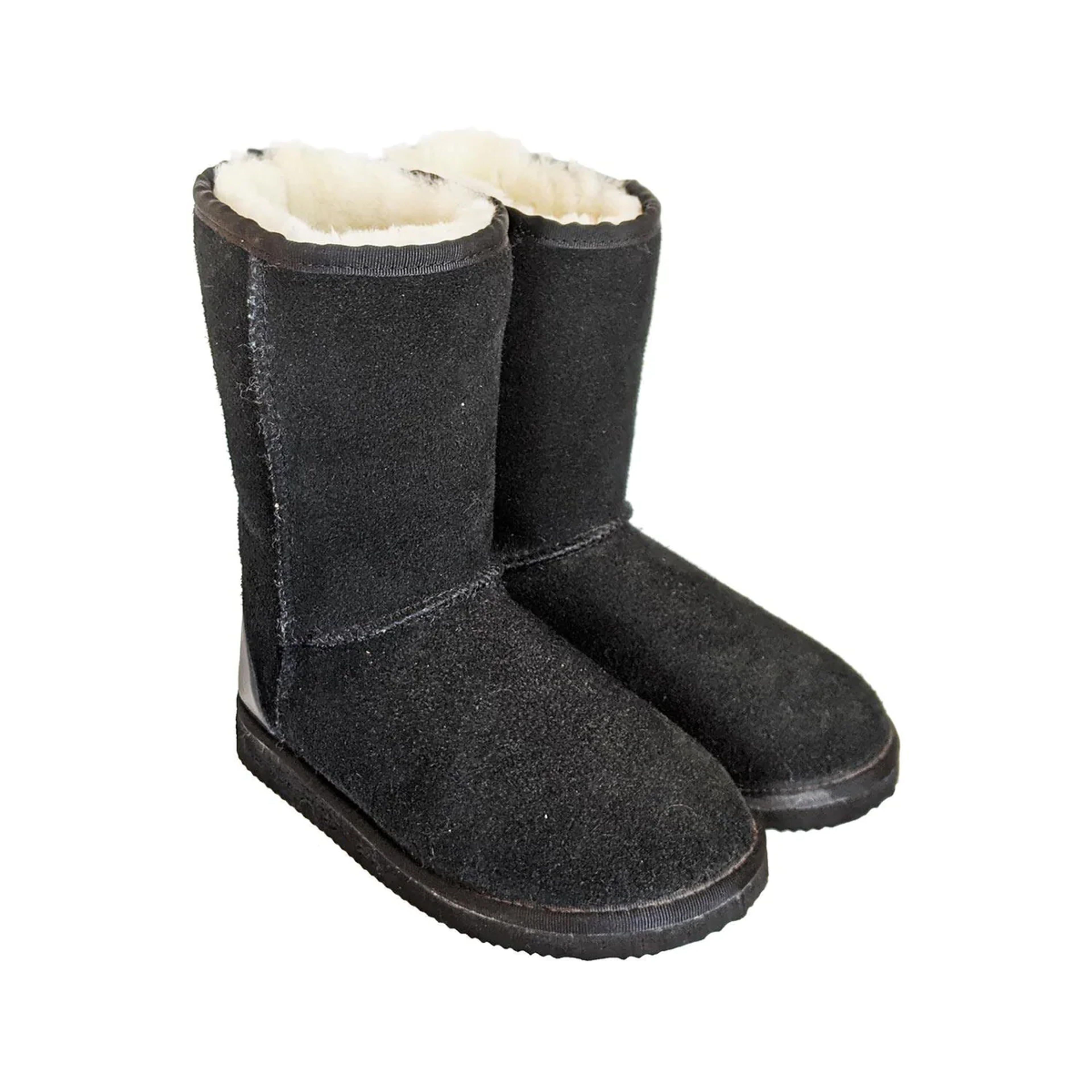 Karu Oskie Black Sheepskin & Wool Slipper Boots | Made by Artisans