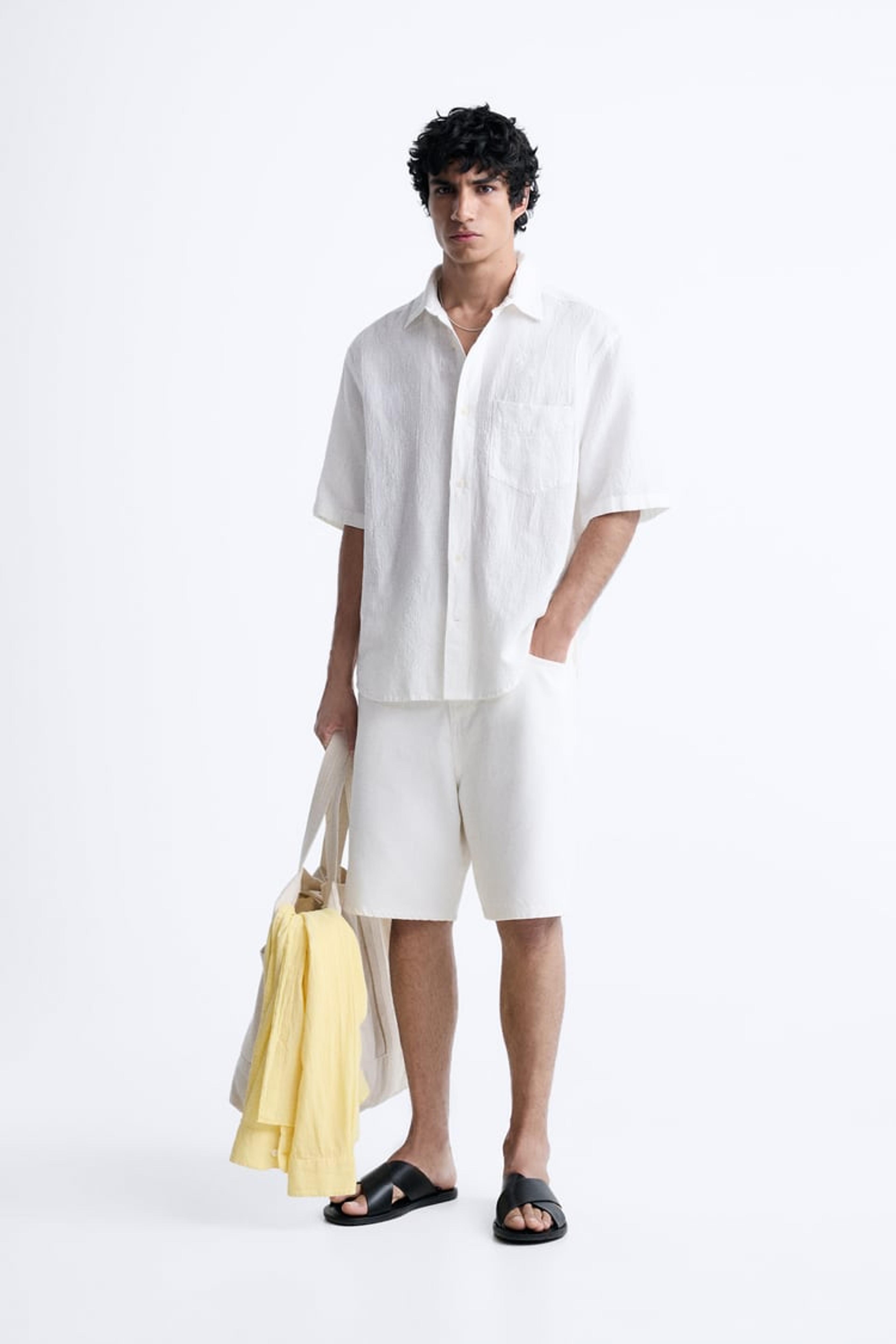 TEXTURED LINEN - COTTON SHIRT - Ecru | ZARA United States