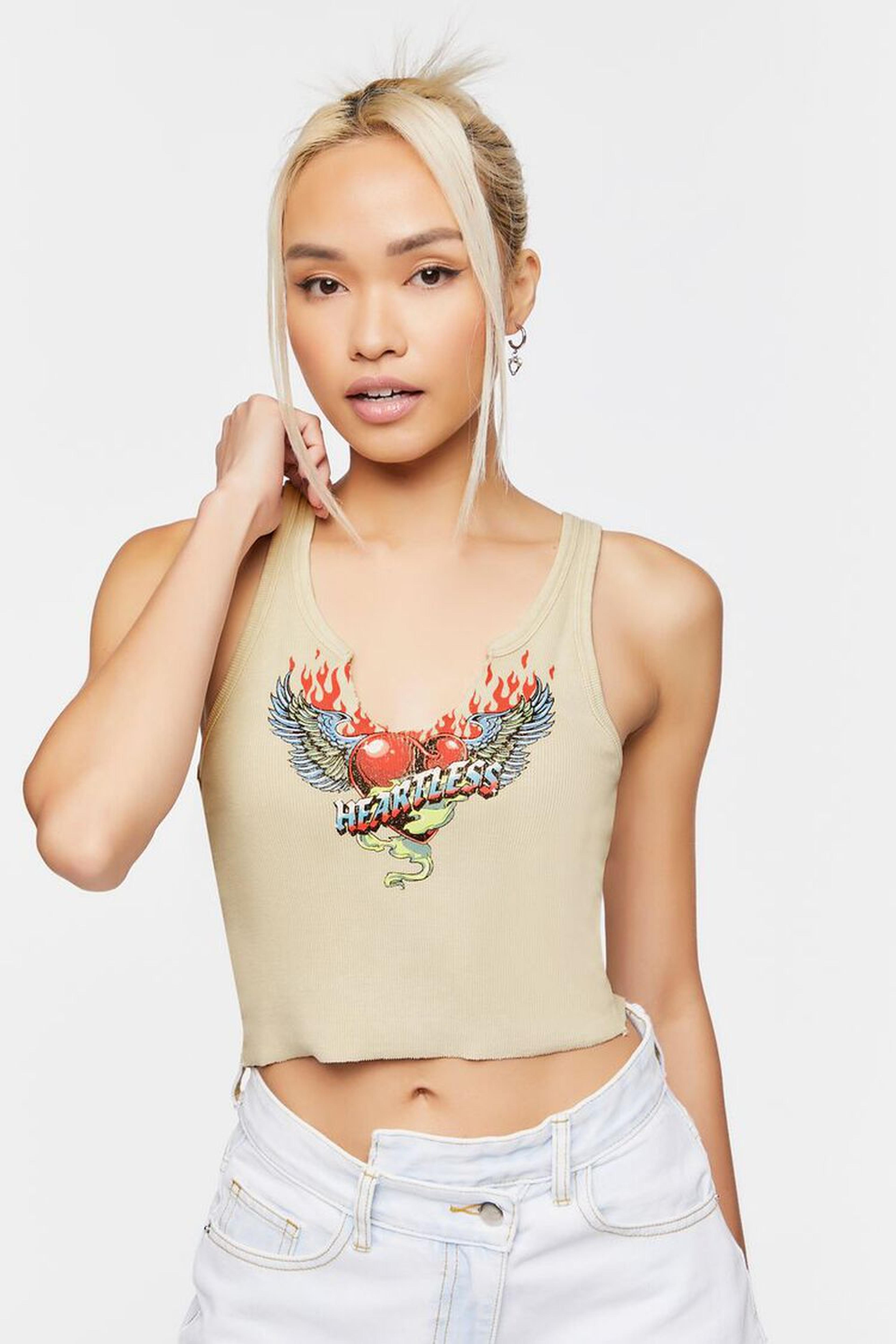 Split-Neck Heart Graphic Tank Top