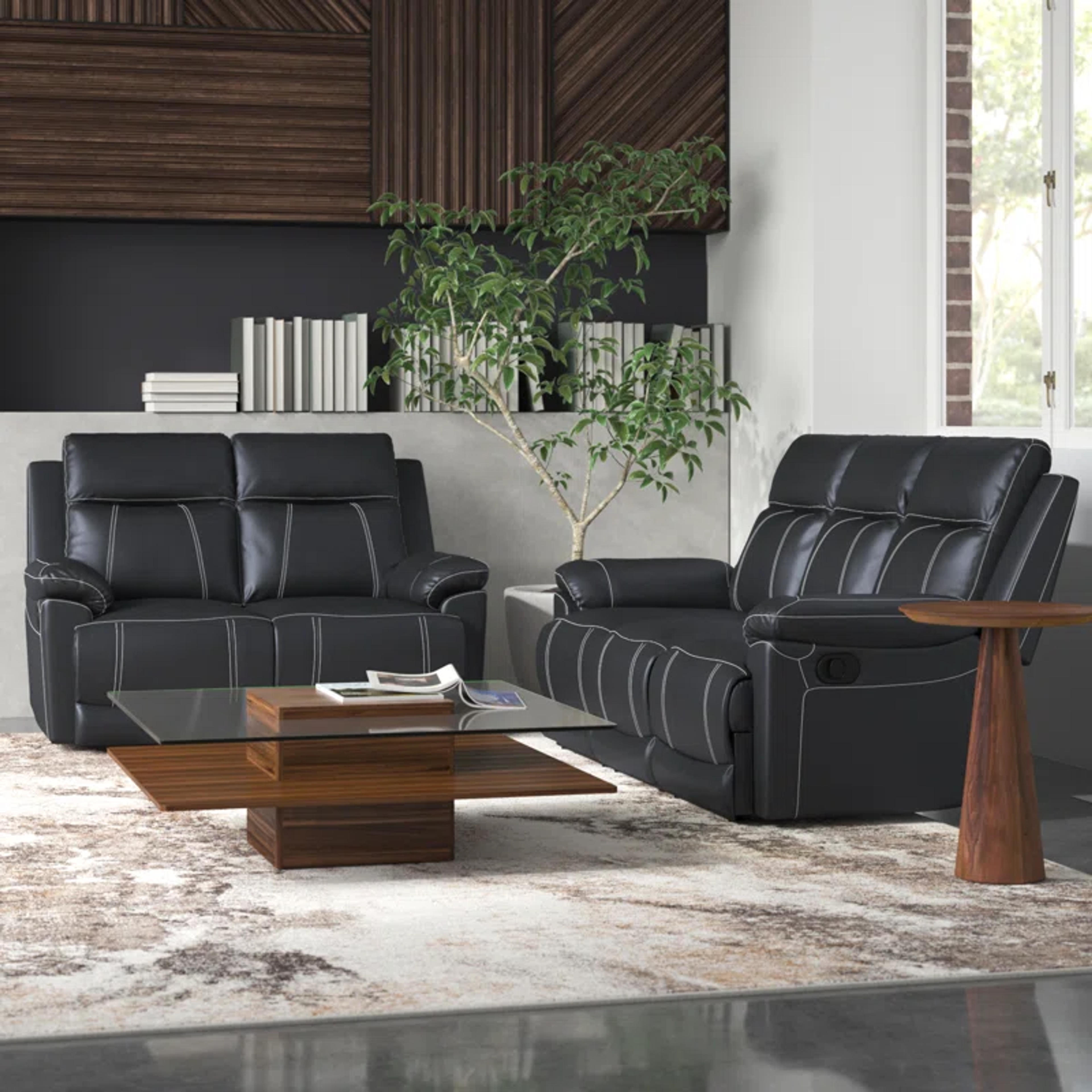 Lark Manor Clymer 2 - Piece Vegan Leather Reclining Living Room Set & Reviews | Wayfair