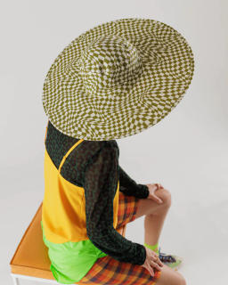 Packable Sun Hat : Moss Trippy Checker - Baggu