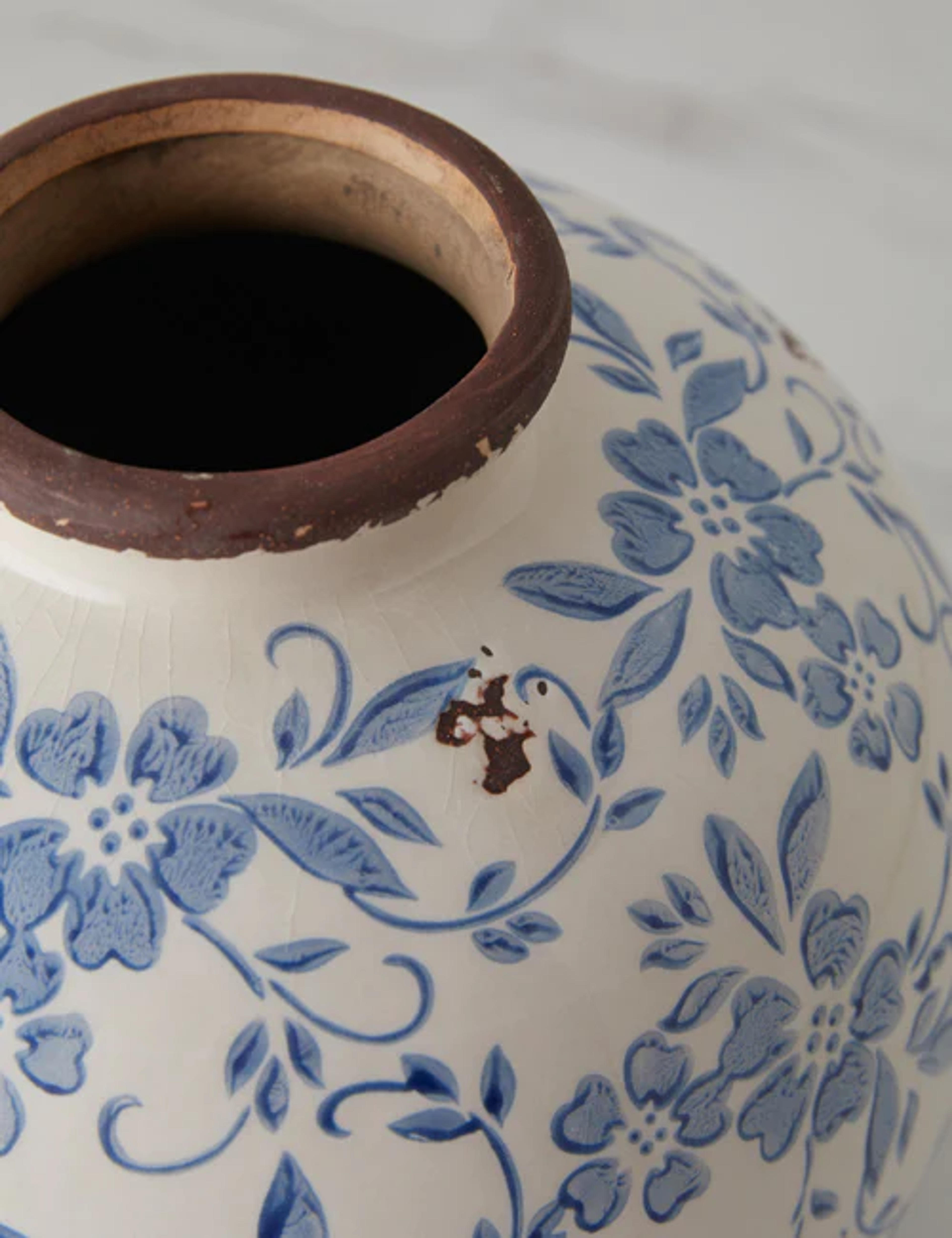 Cairns Blue Floral Terracotta Vase