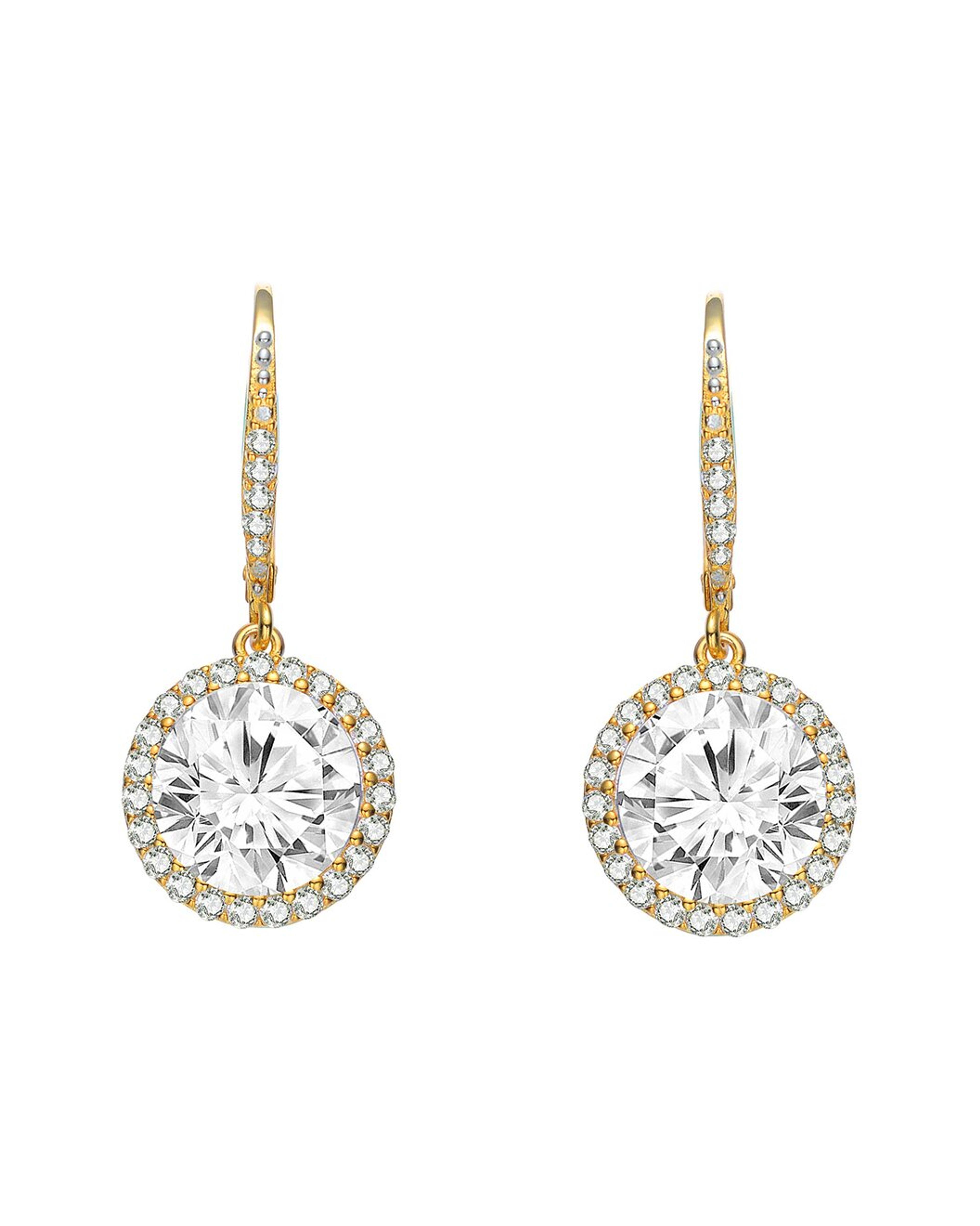 Genevive 14K Over Silver CZ Earrings / Gilt