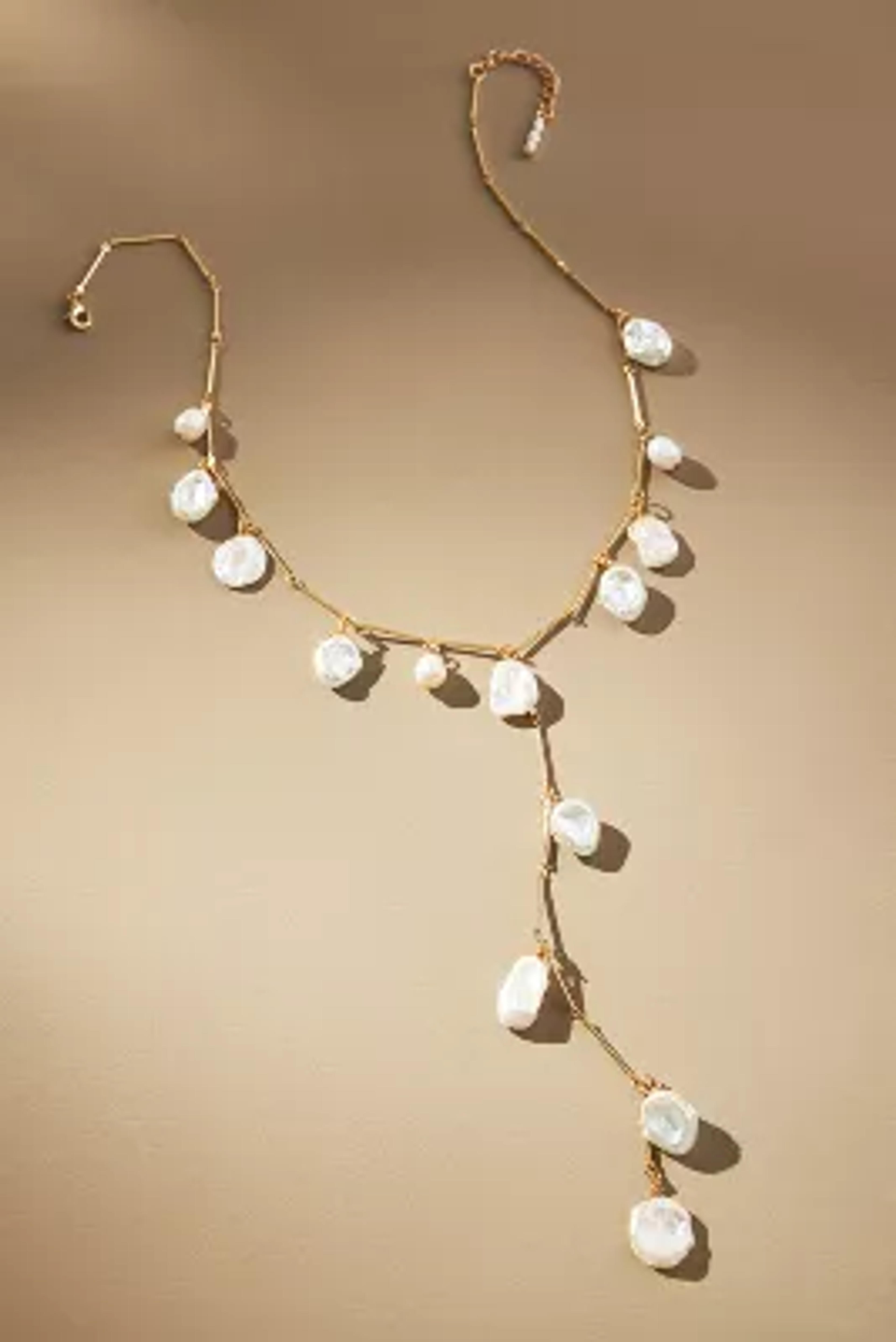 Floating Pearl Lariat Necklace