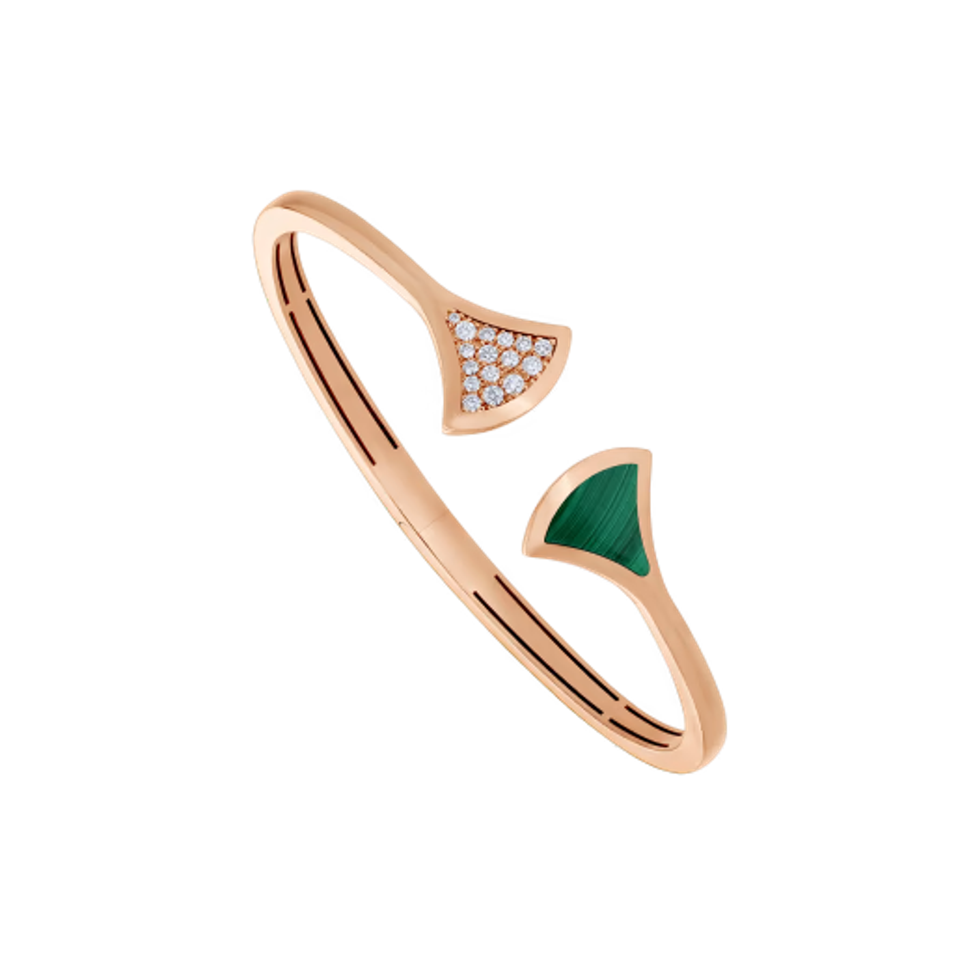 Rose gold DIVAS’ DREAM Bracelet Green with 0.16 ct Diamonds,Malachite | Bulgari Official Store