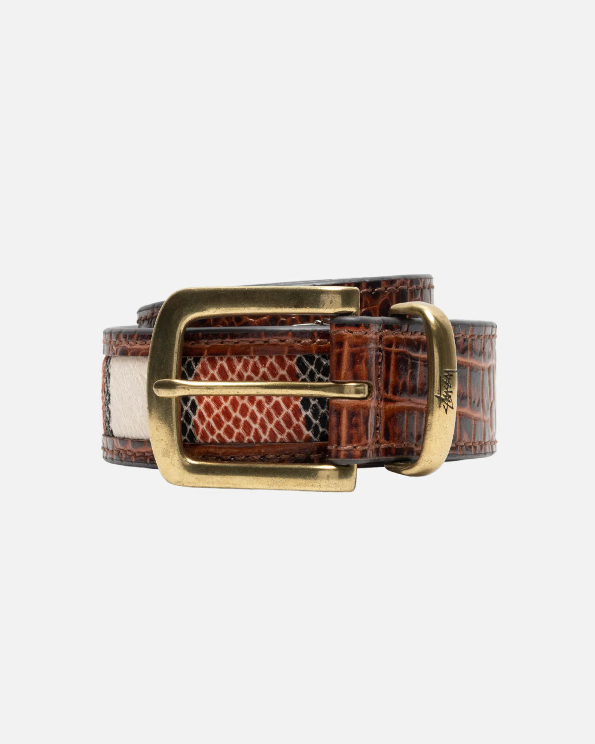 L/XL Stussy LEATHER OVERLAY BELT - ベルト