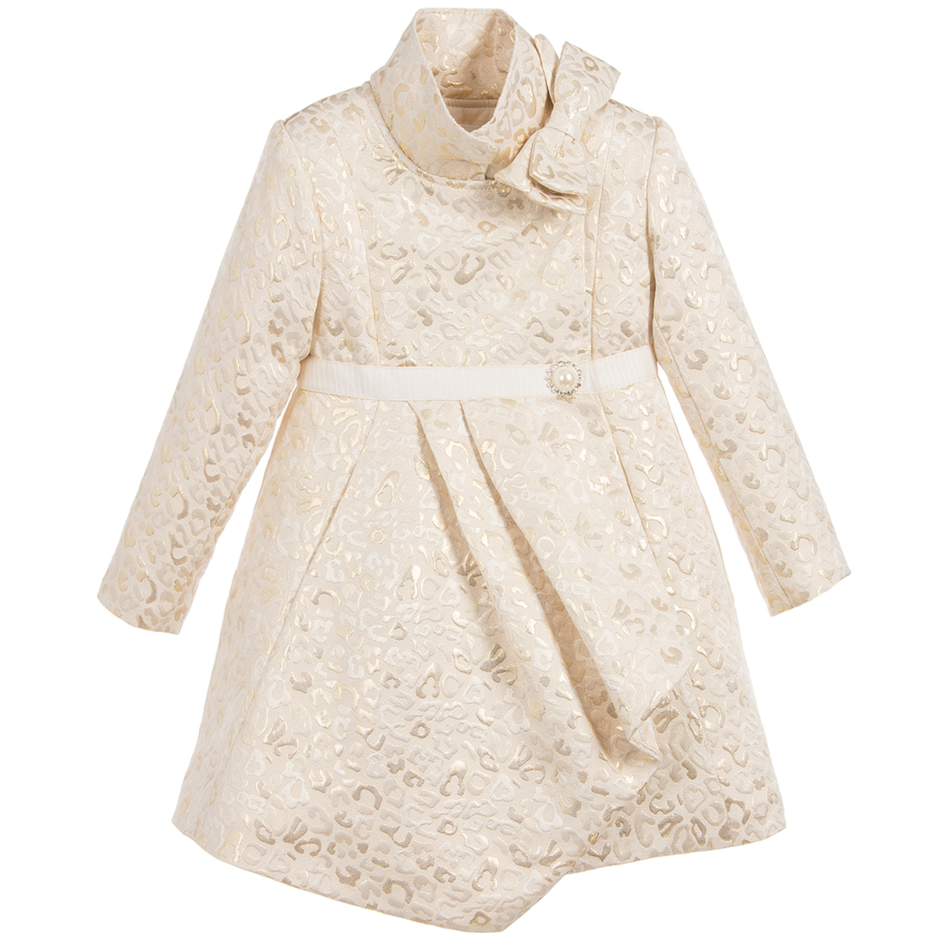 Girls Gold Brocade Coat